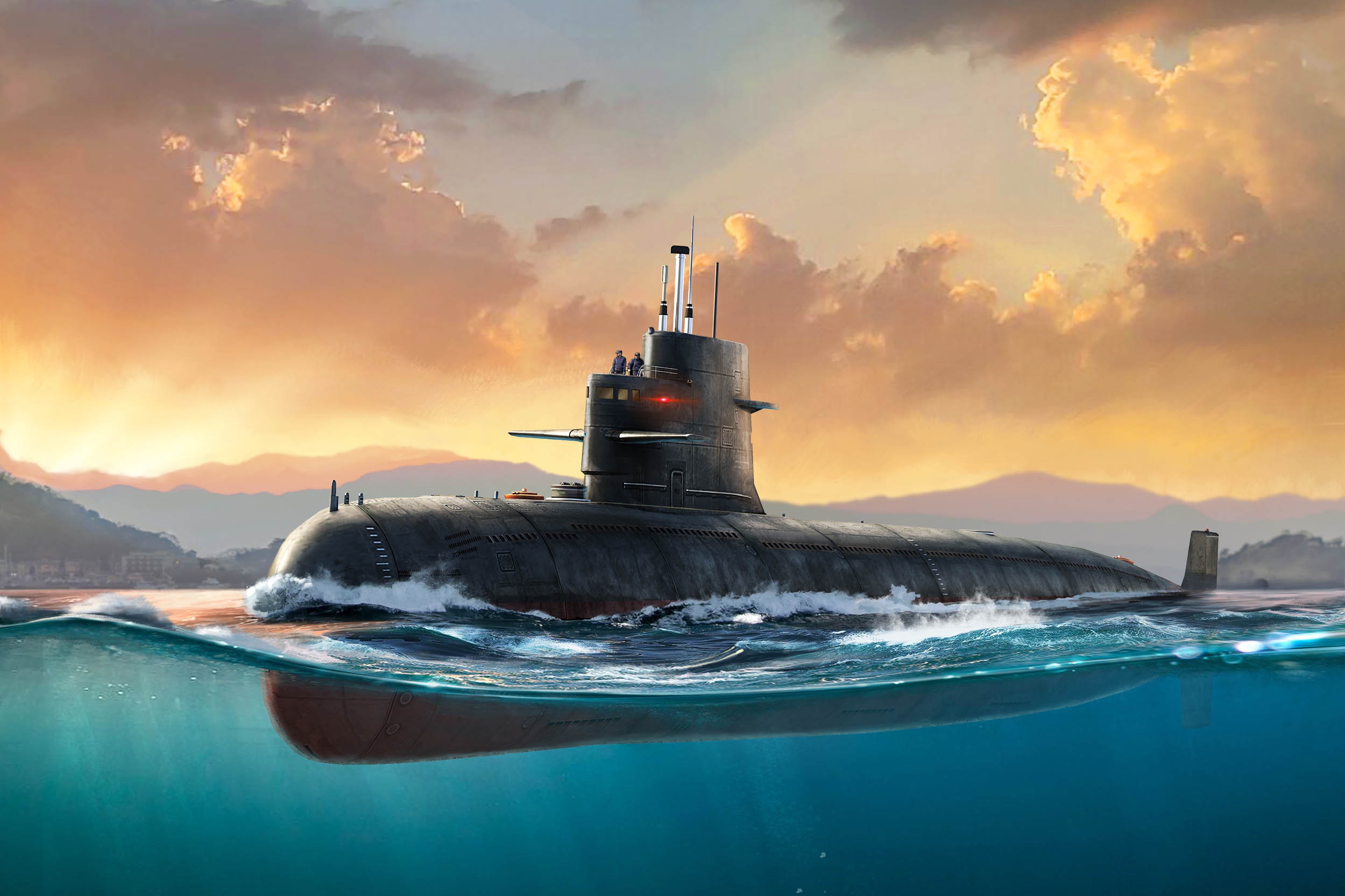 wallpaper China, submarine, PLA Navy