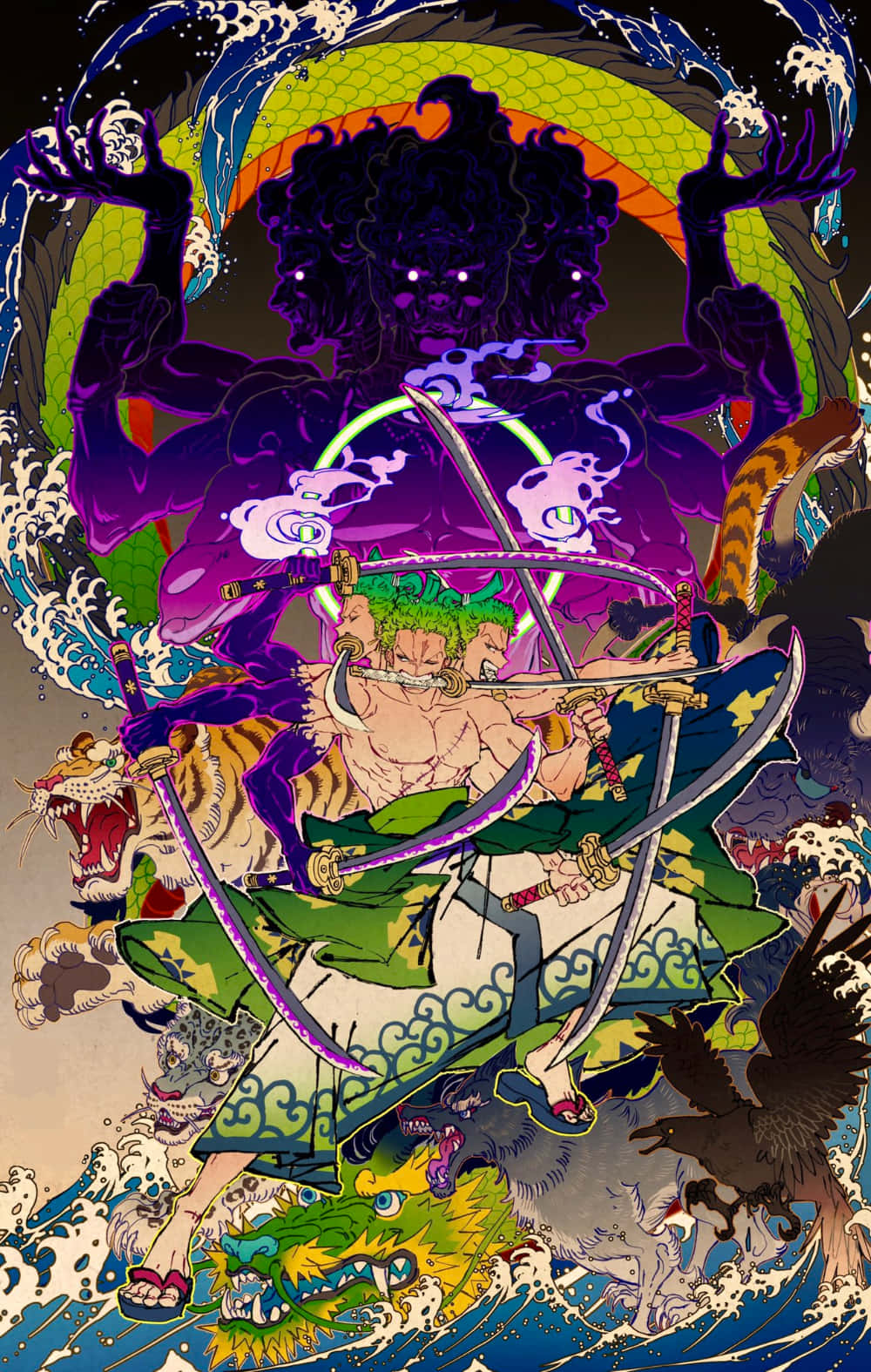 Download Zoro Wano Ashura Wallpaper