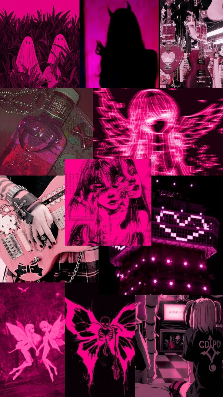 Hot pink emo scene wallpaper