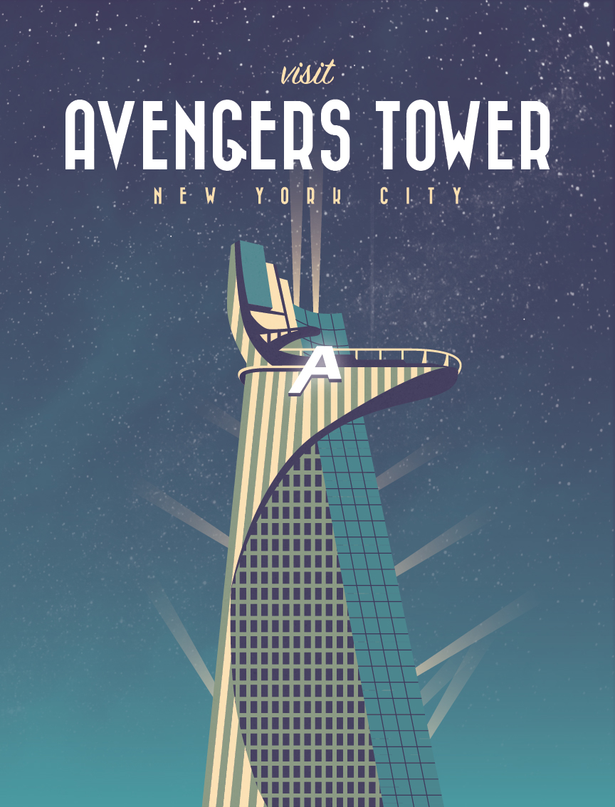 Avengers Tower Travel Poster