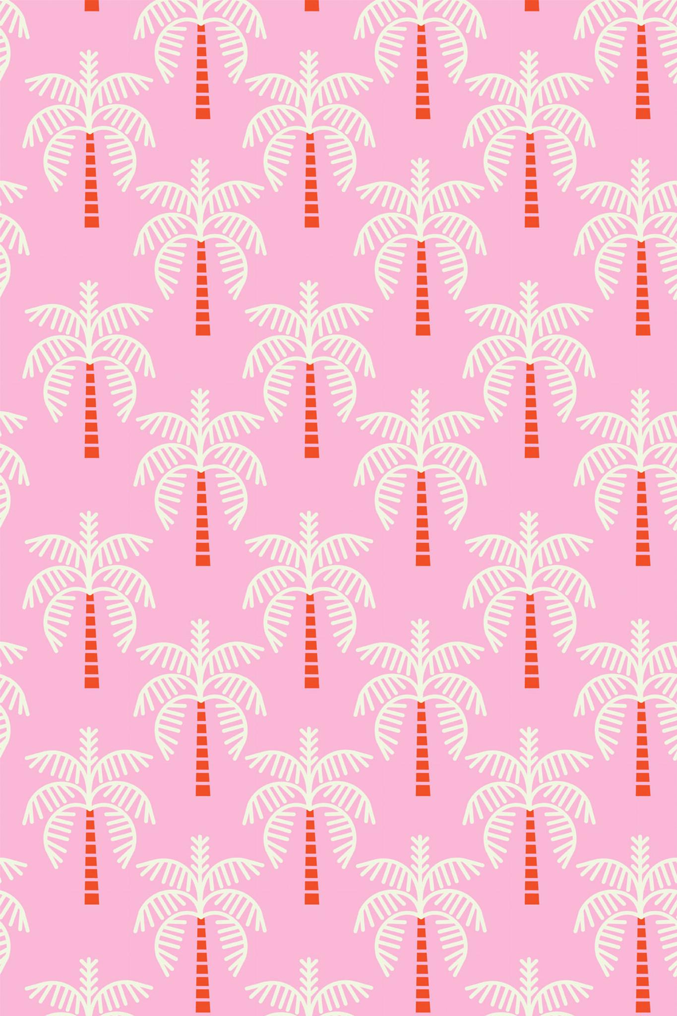 Pink Palm Tree Peel and Stick Wallpaper