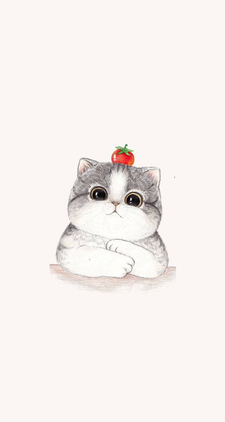 Download Cute Cat Art Drawing Wallpaper