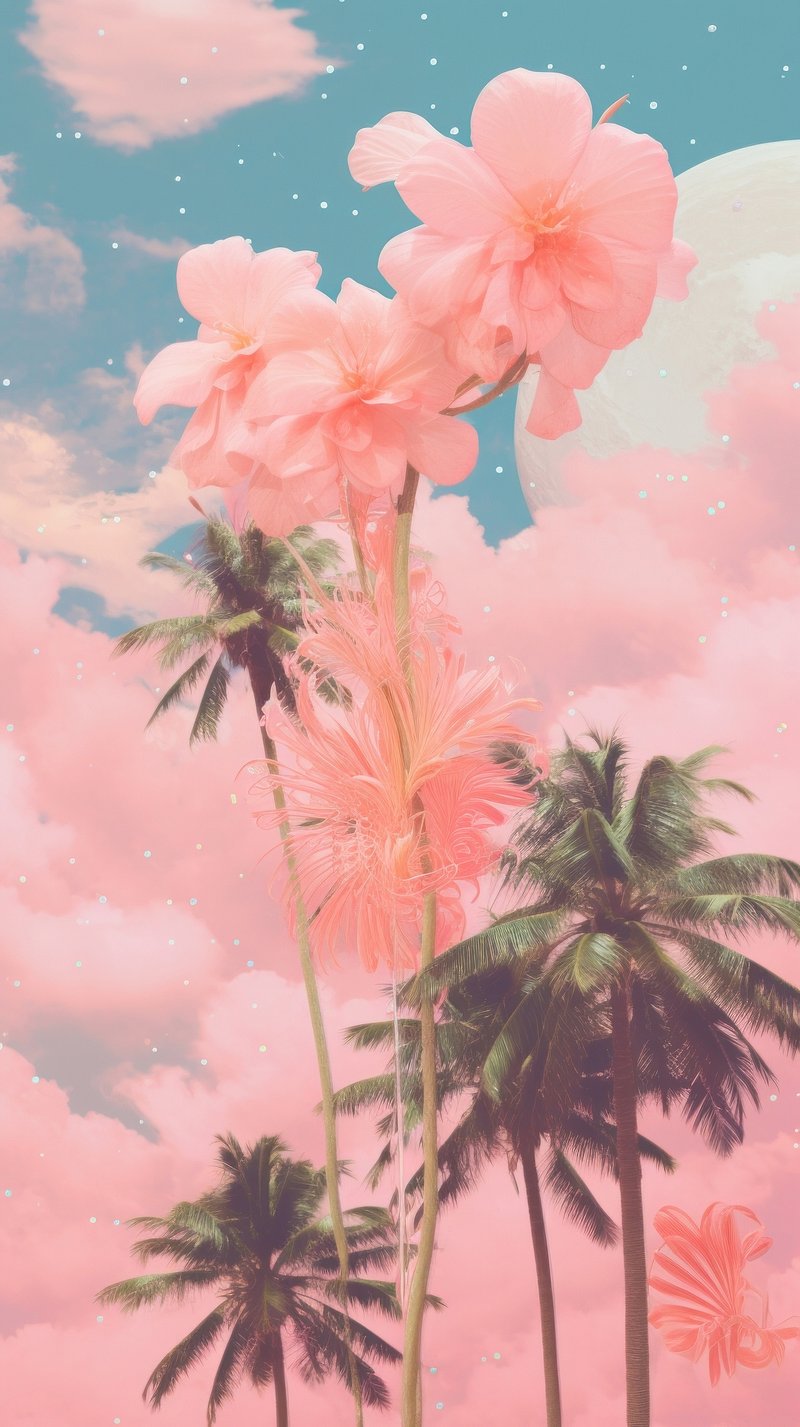 Wallpaper Background Pink Palm Trees