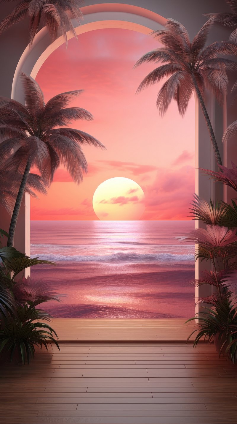 Wallpaper Background Pink Palm Trees
