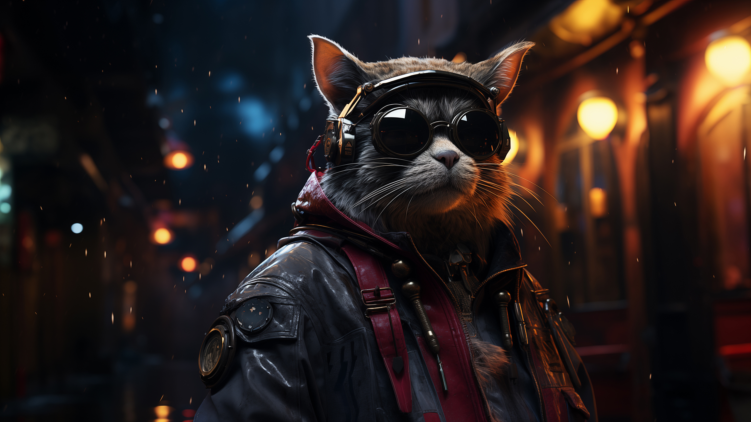 Cyberpunk Cat HD wallpaper 4K free