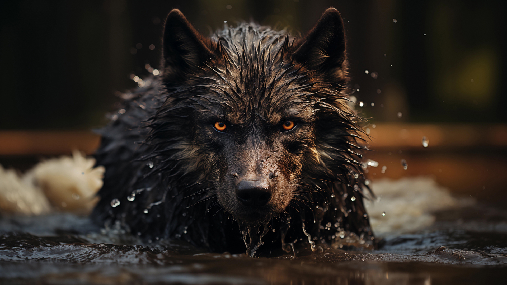 Wolf in water HD wallpaper 4K free