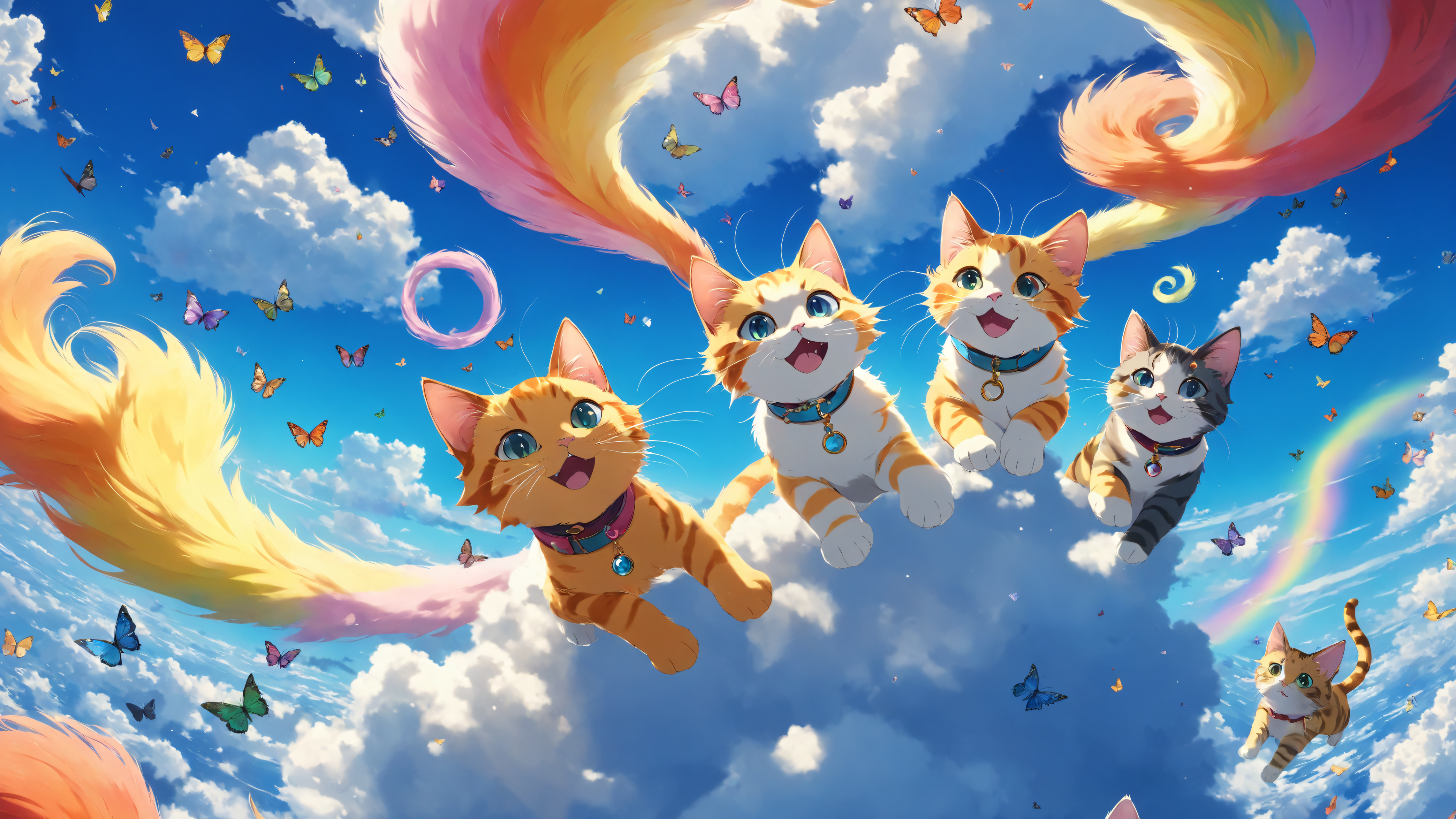 Cloud Kitties, 4k Wallpaper, AI