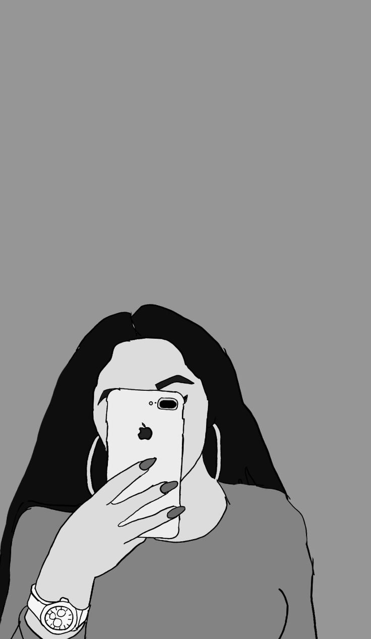 Phone selfie wallpaper. Black n white