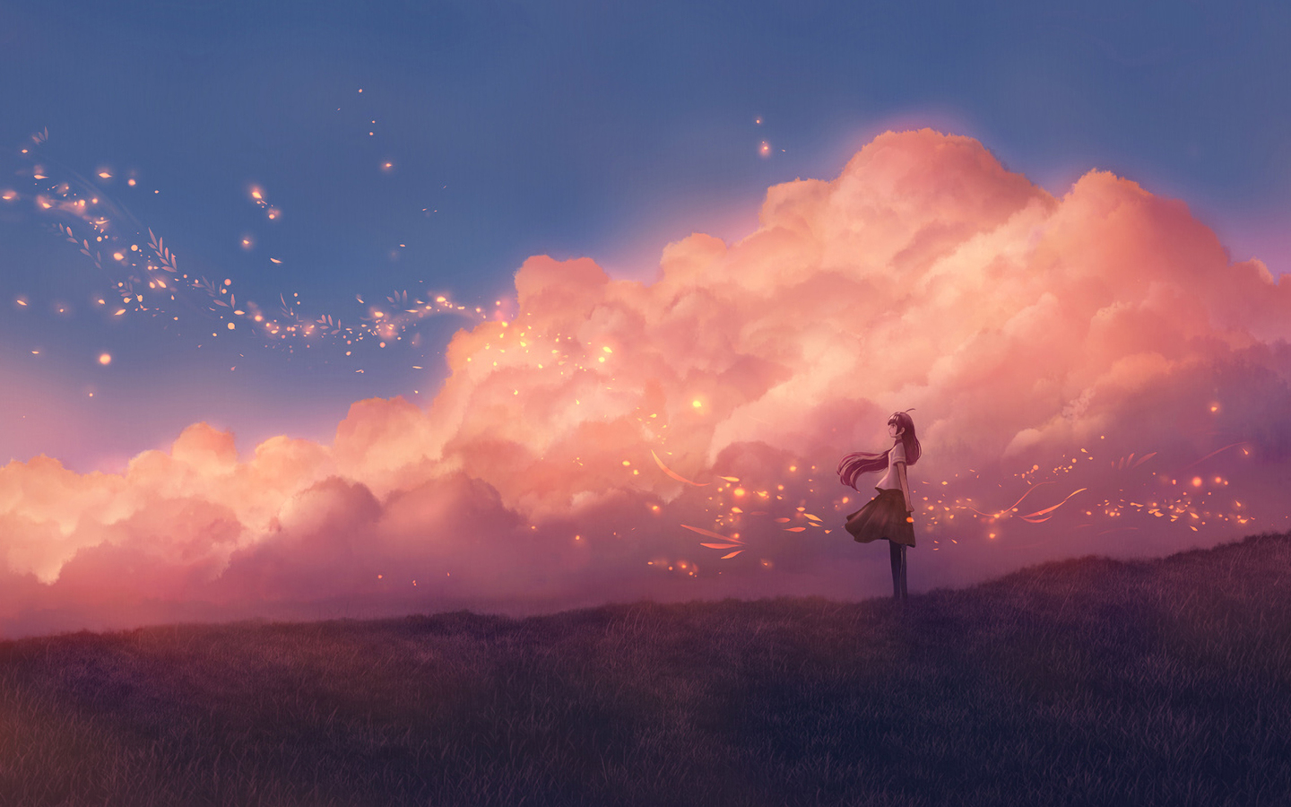 Anime Girl Sky Clouds