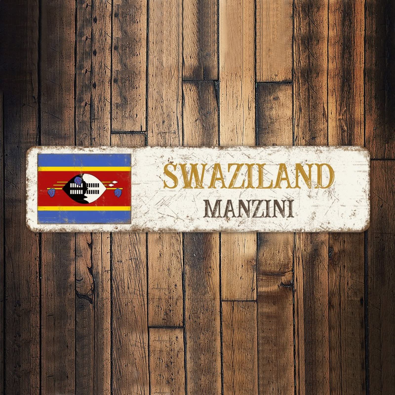 Swaziland Manzini Flag Street Sign