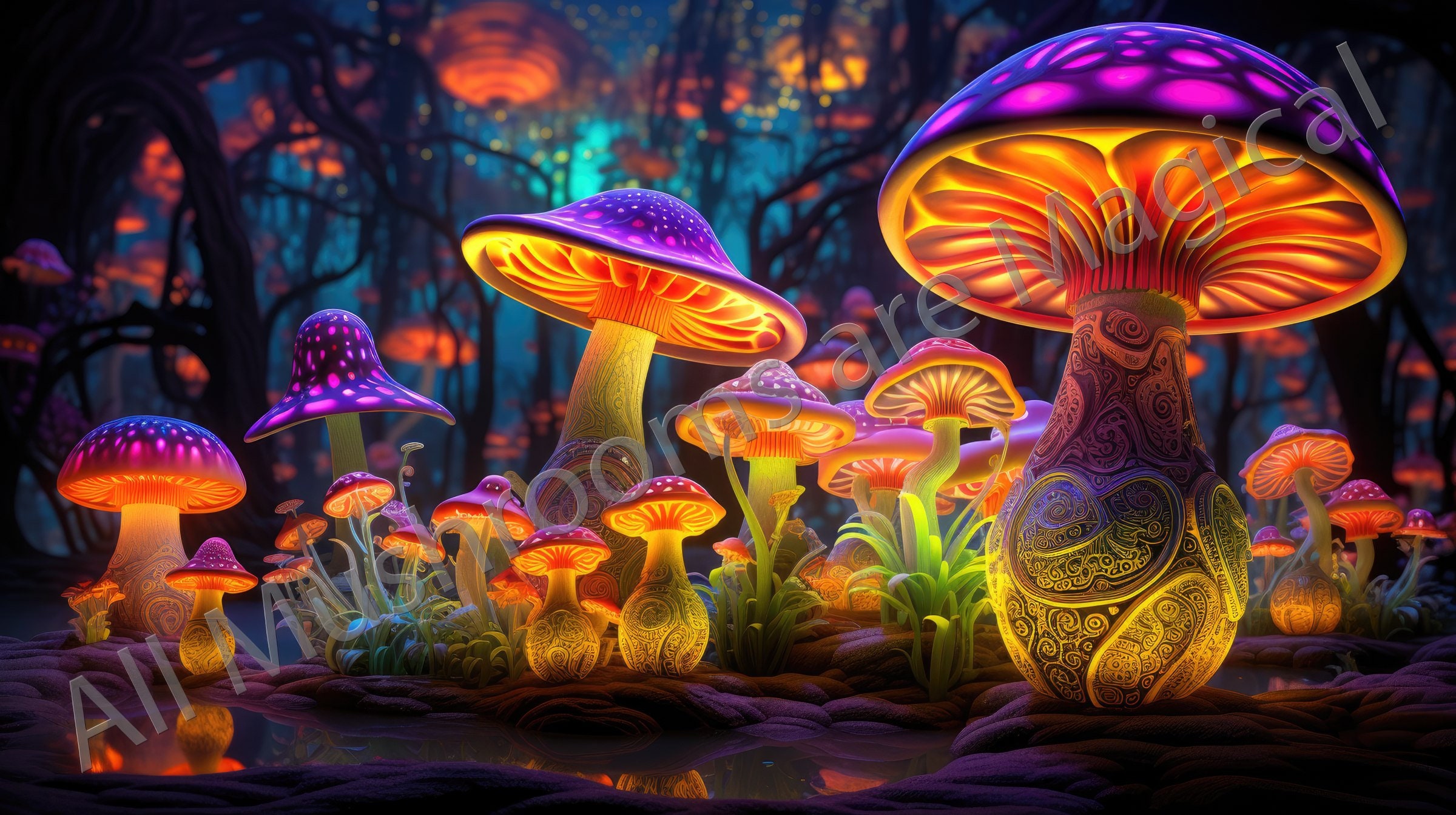 A Bundle of 25 Fantasy Mushroom Computer Wallpaper / Zoom Meeting Background