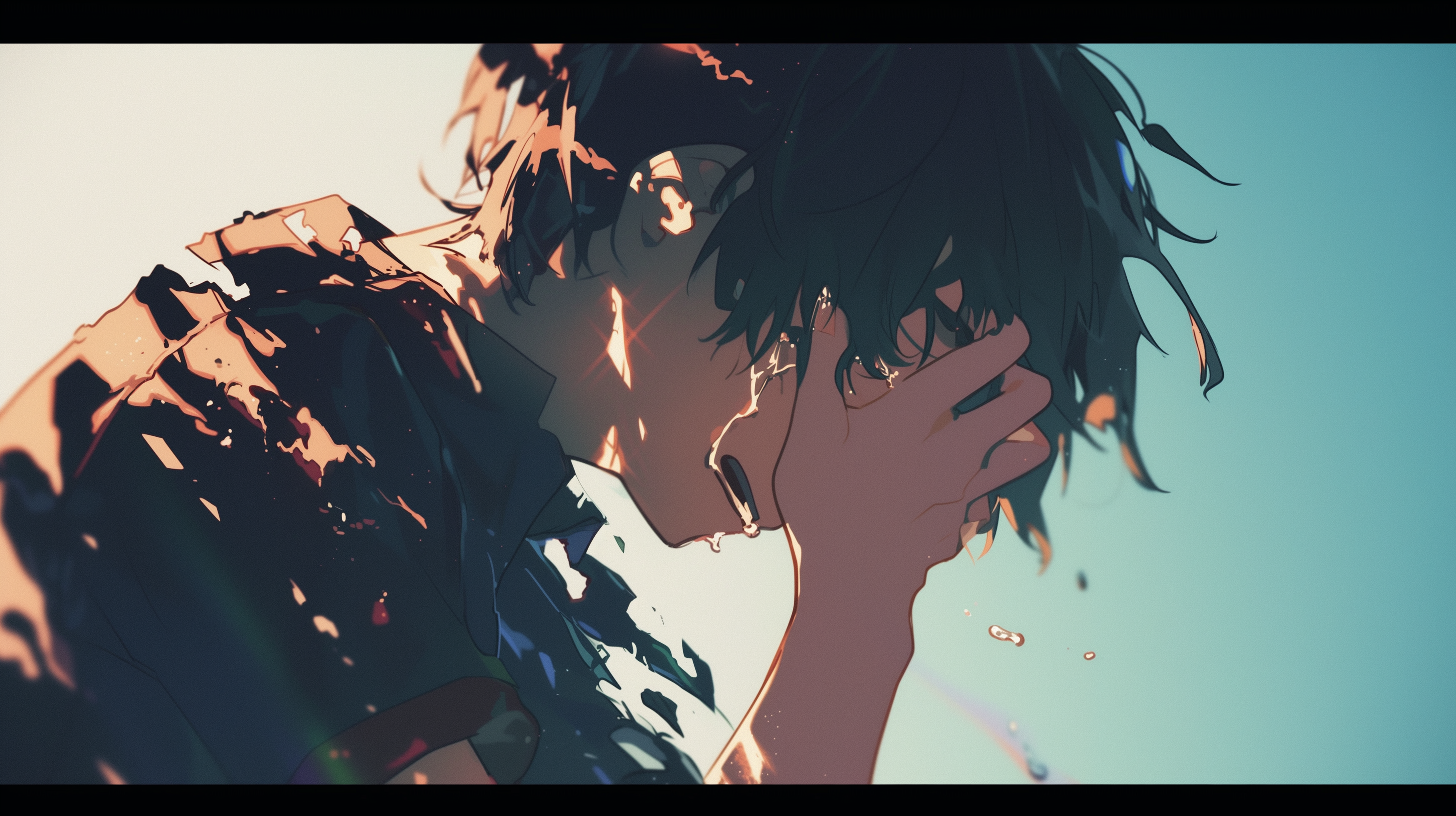 Emotive Sad Anime Boy Anime Wallpaper