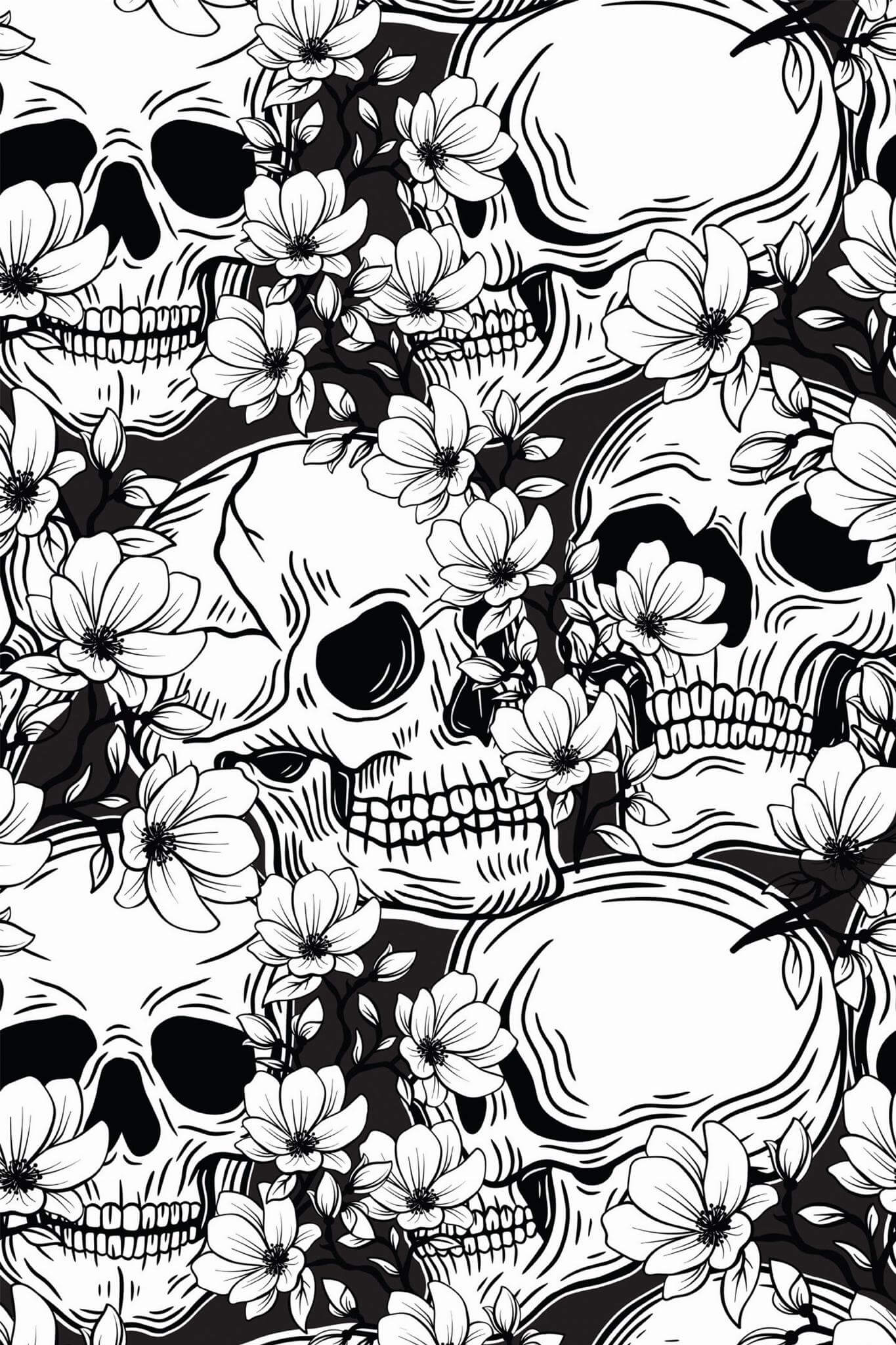 white skull Peel and Stick Wallpaper