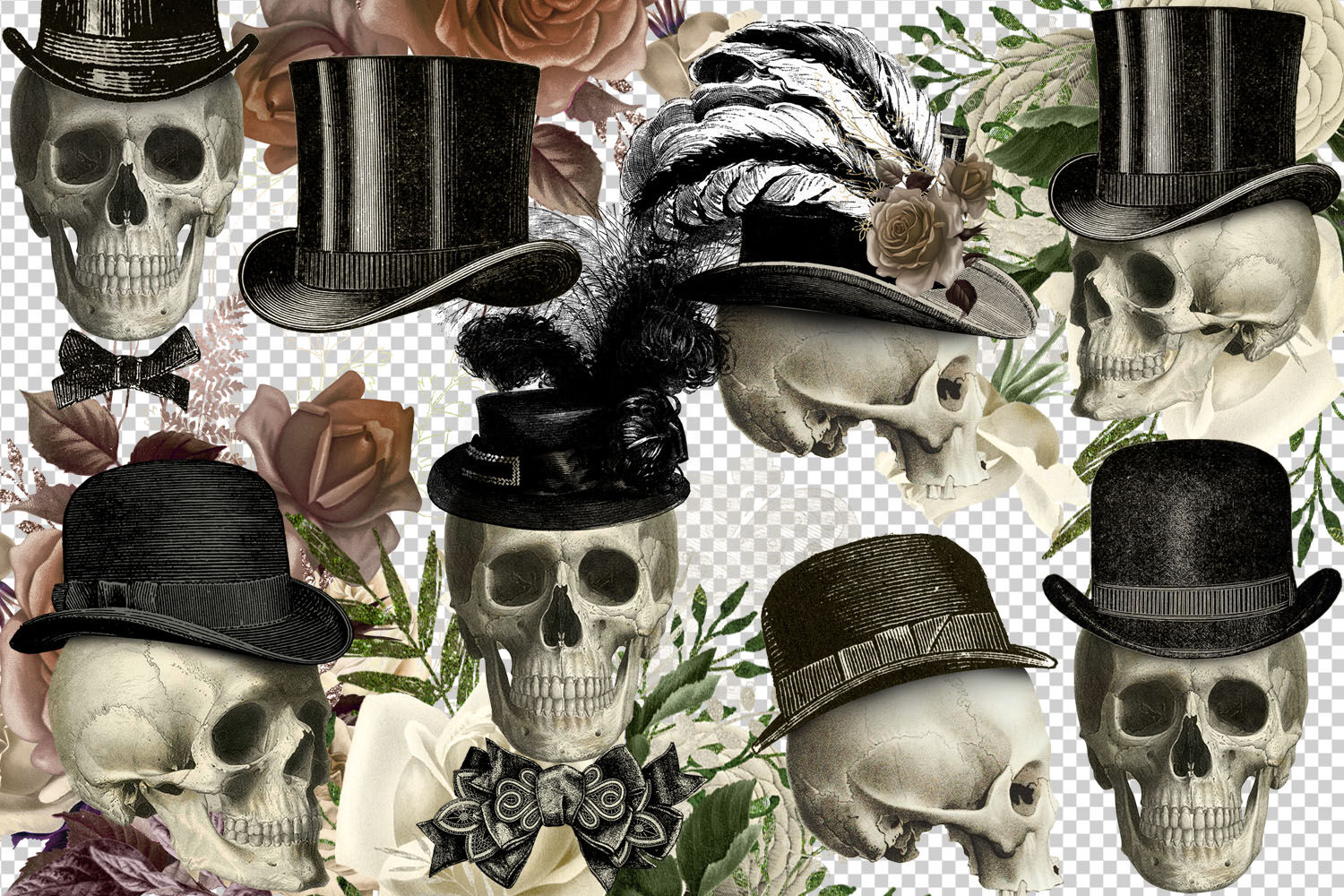 Fancy Skulls Clipart By Digital Curio