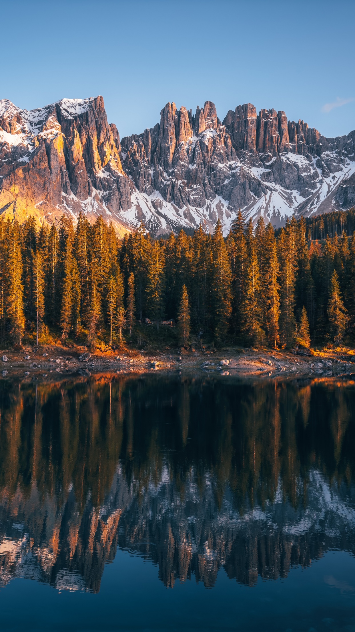 Dolomites Wallpaper 4K, Karersee Lake