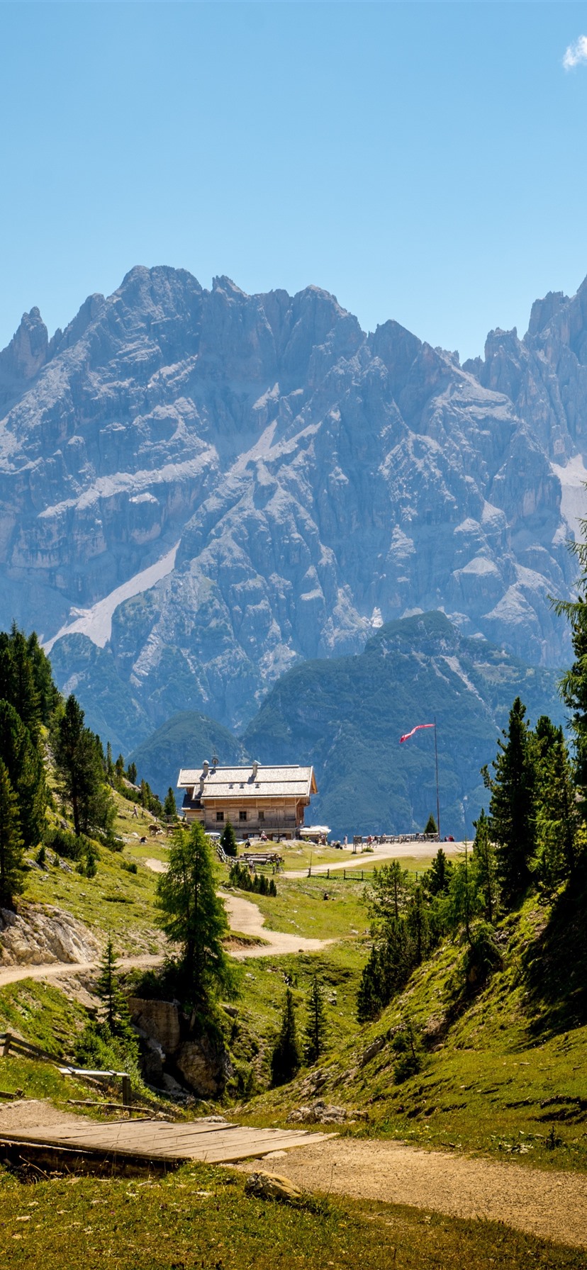 Dolomites, Italy, Alps, camp, trees