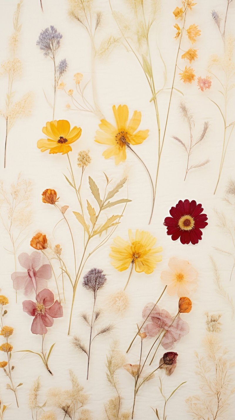 Real pressed summer flowers background
