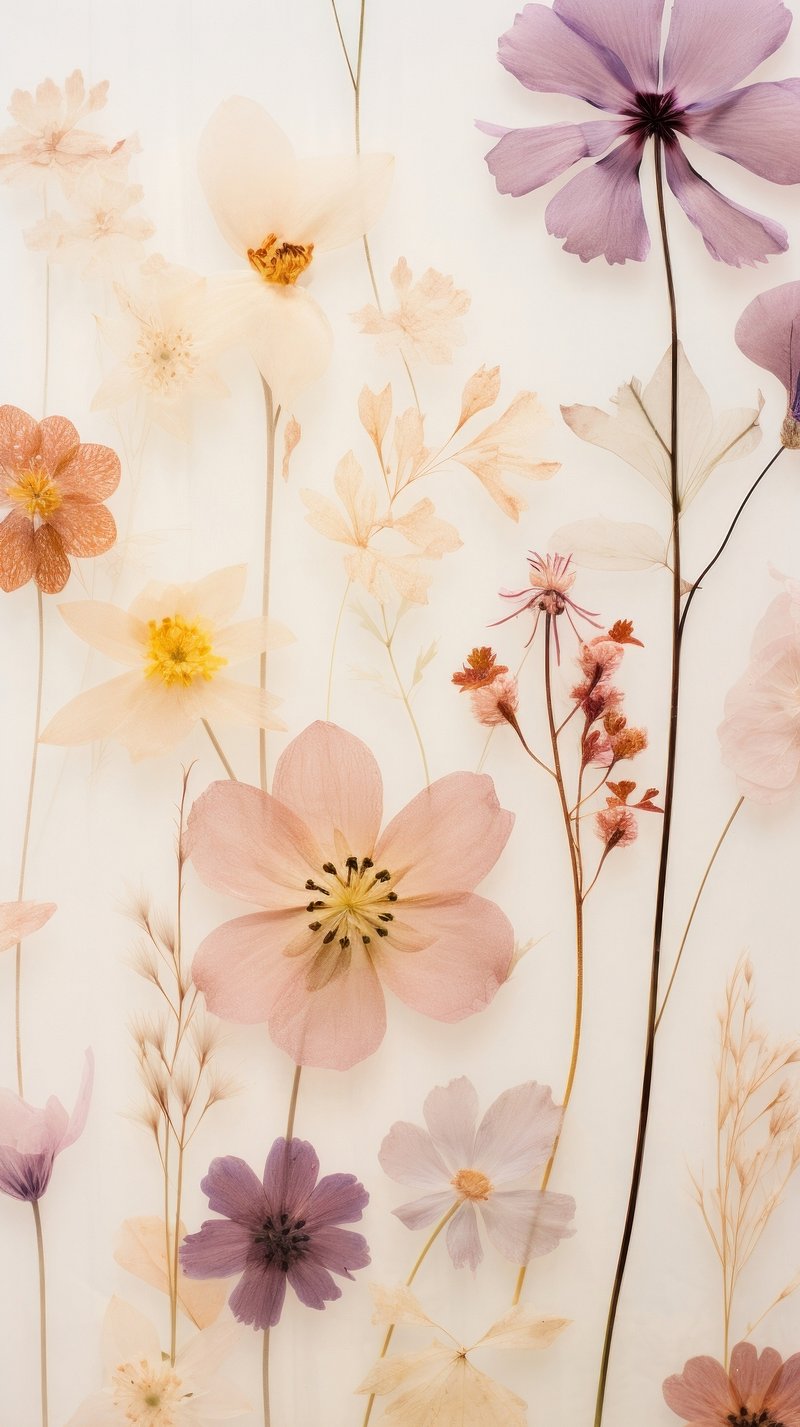 Real pressed summer flowers background