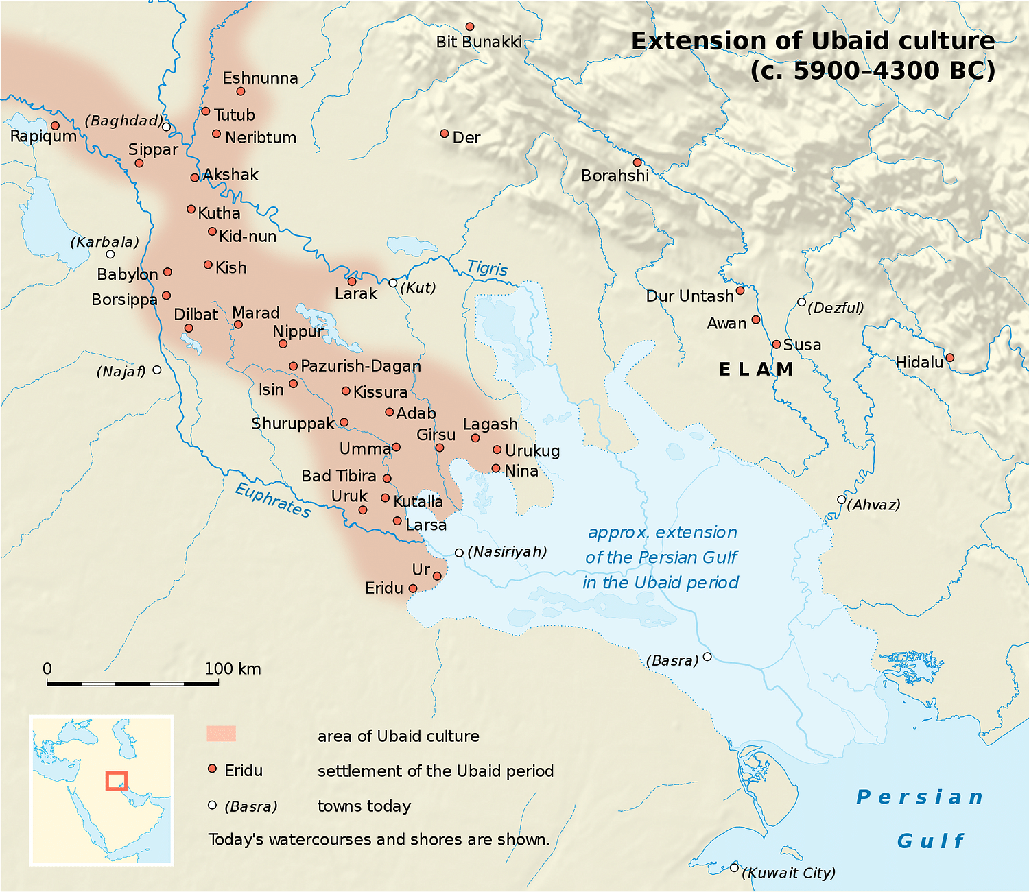 Map of Ubaid Culture Illustration