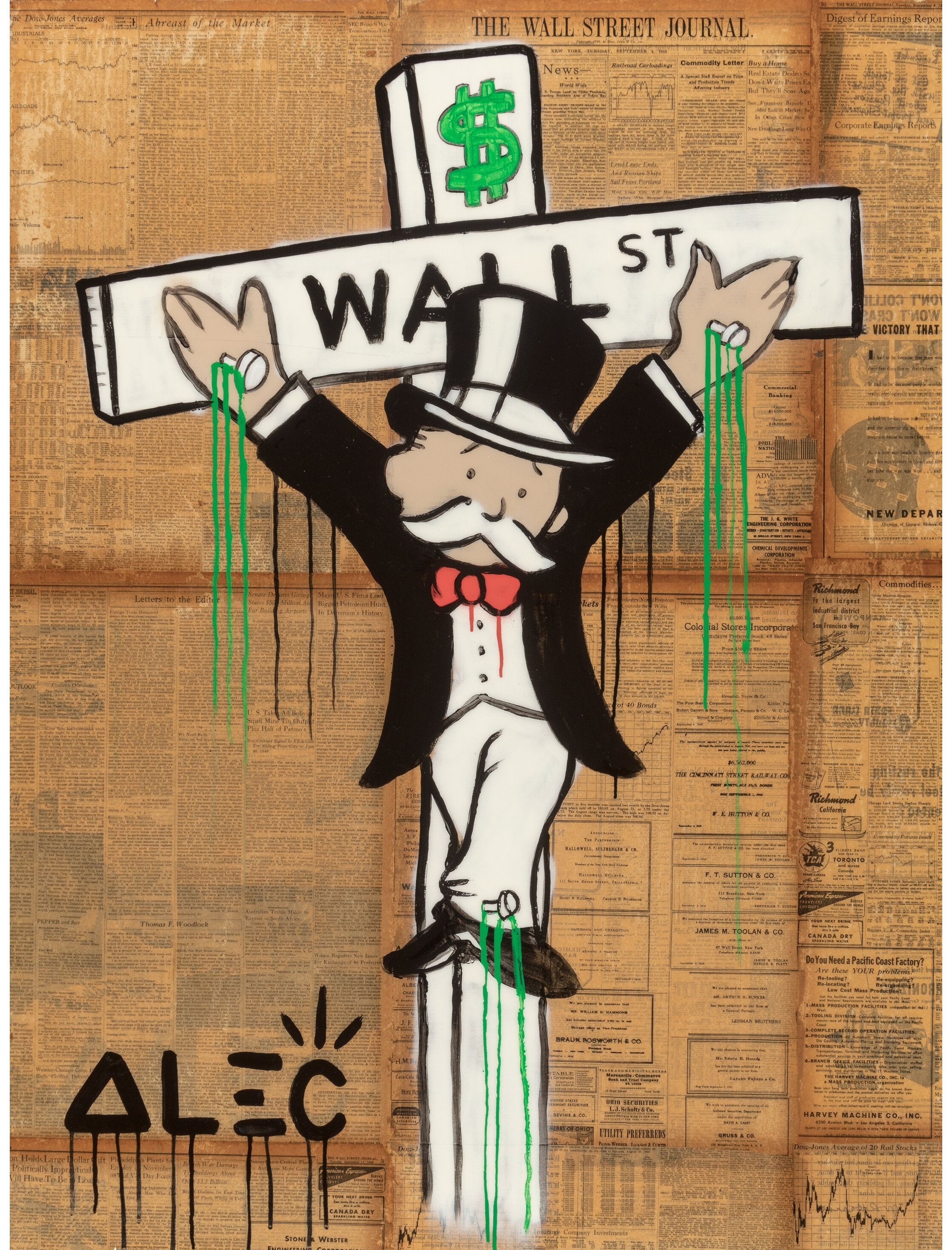 Alec Monopoly. Wall Street Crucifix