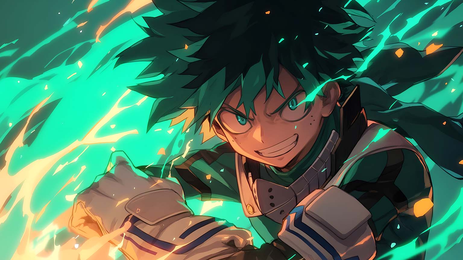 MHA Deku Cool Green Anime Desktop