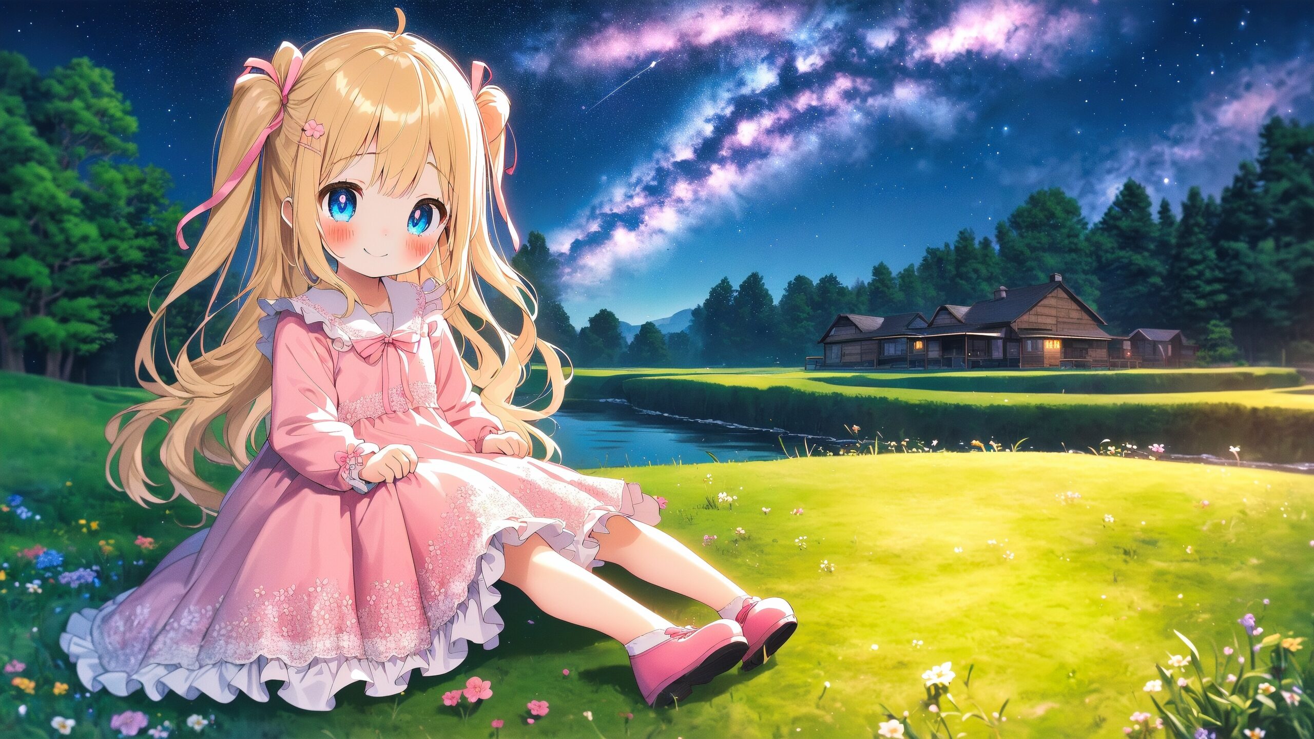 4K Wallpaper) Blonde girl in a dress