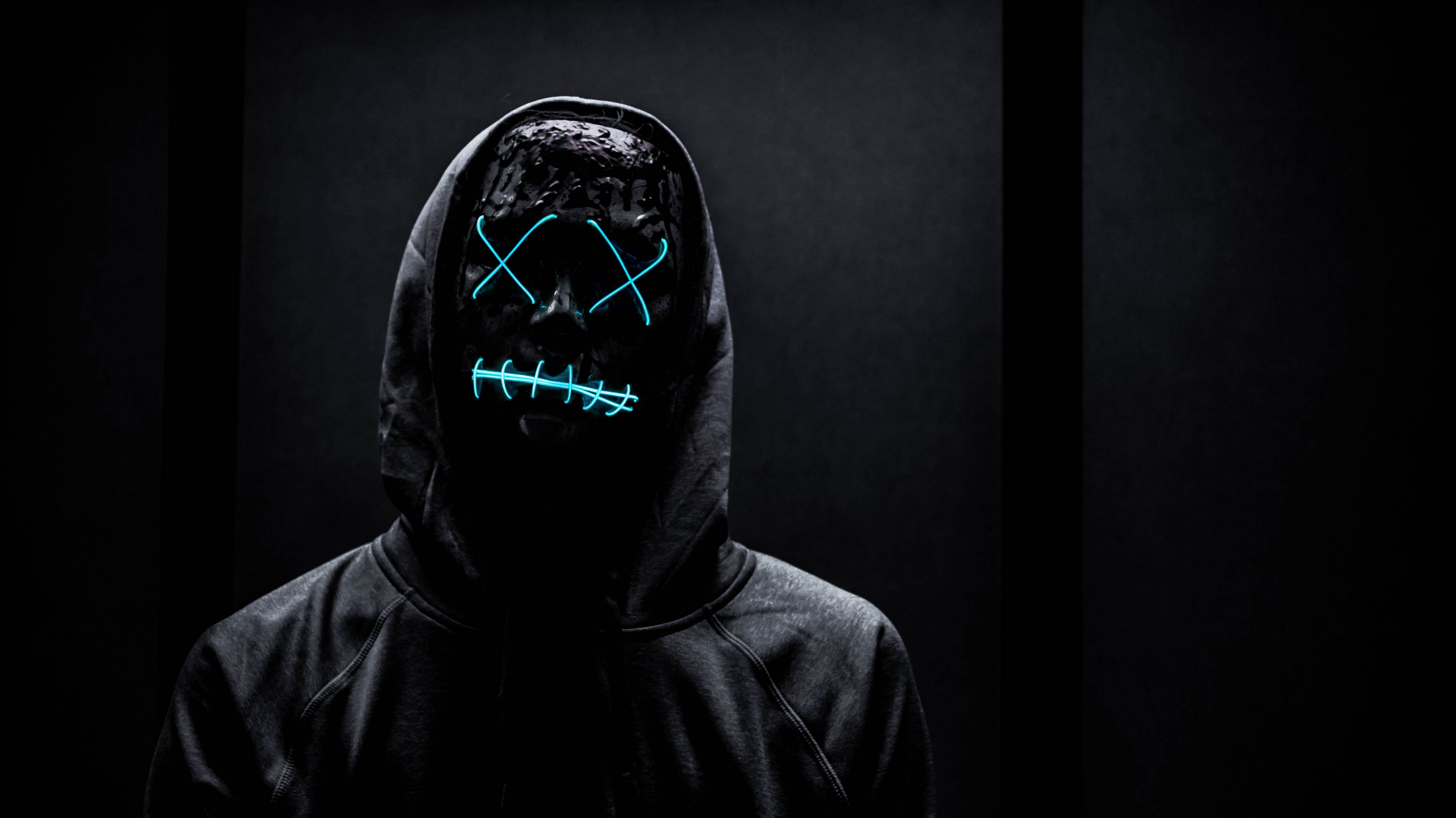 Download wallpaper 3840x2160 mask, neon