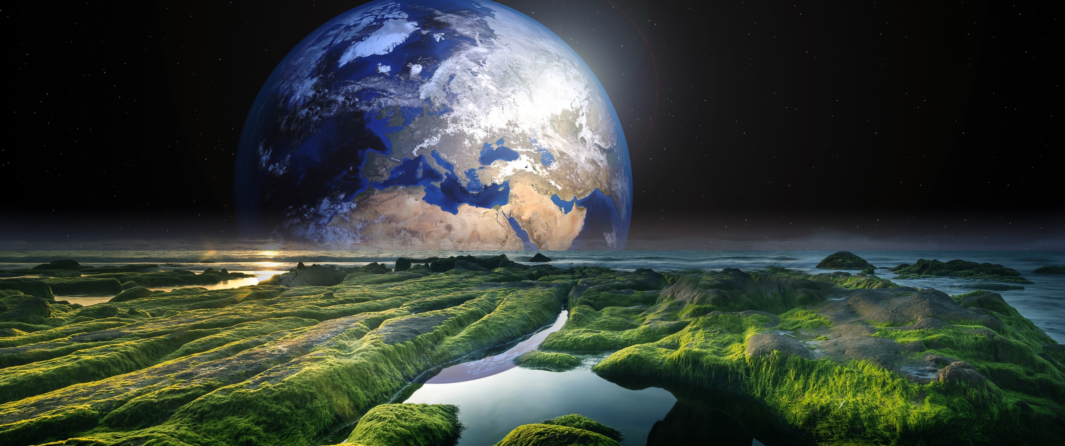 Earth Wallpaper 4K, Solaris, Stars