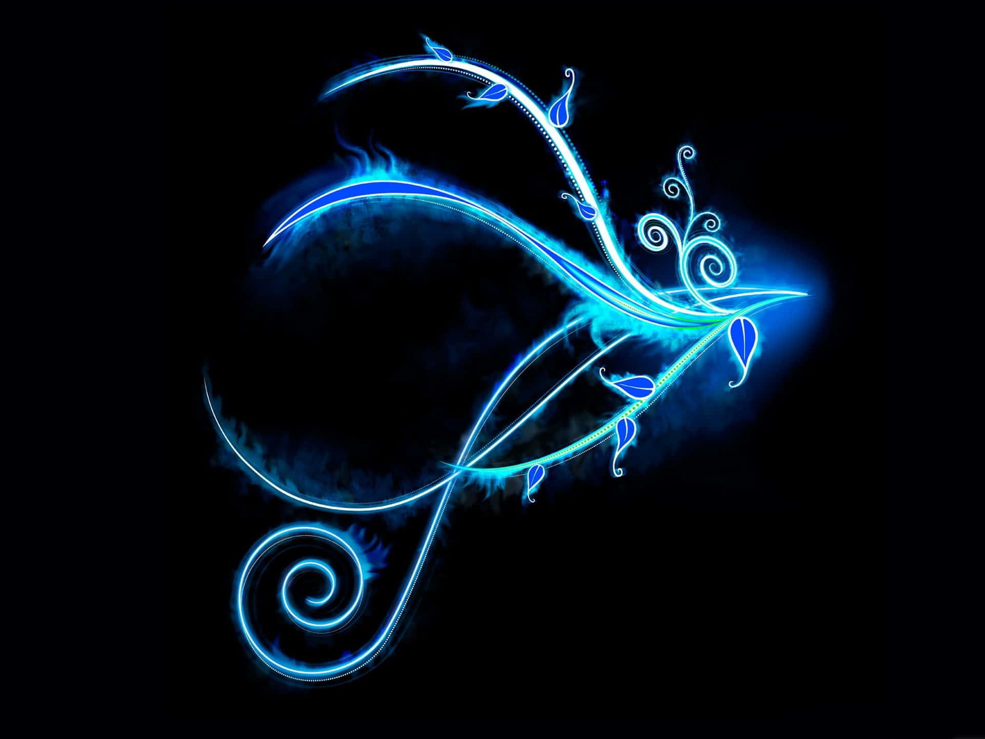 Black Neon Blue HD Swirl Art Wallpaper
