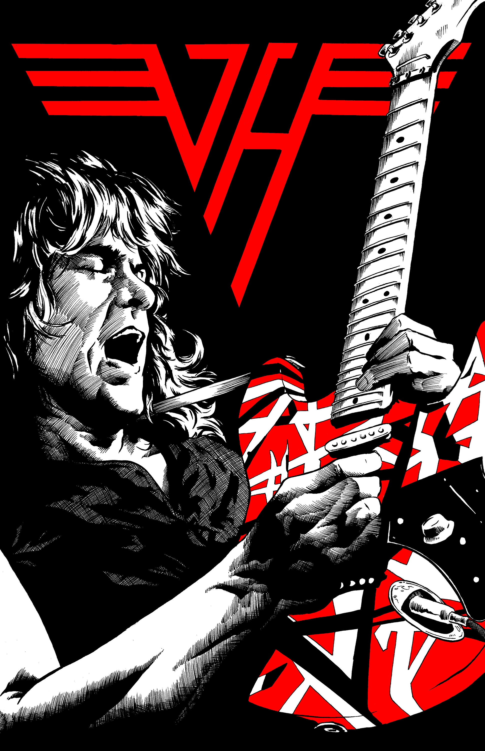 Print EVH 80s Heavy Metal Music Guitar