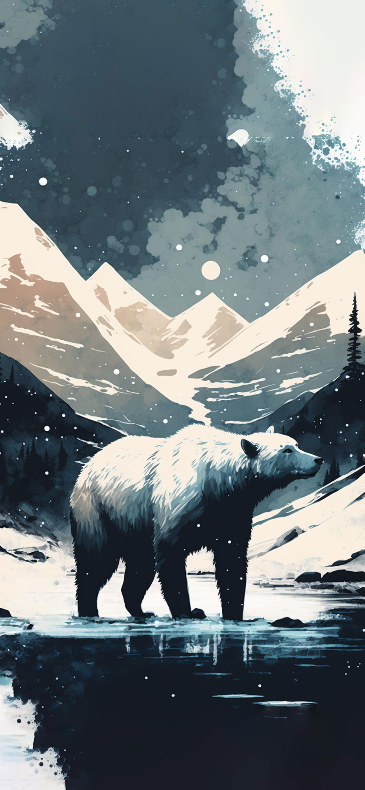 Polar Bear & Mountains Wallpaper