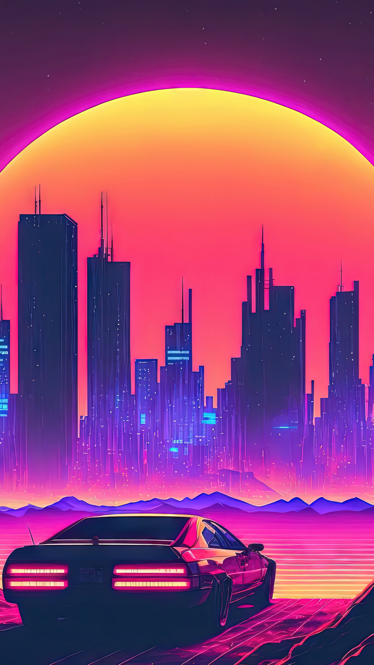 Wallpaper 4K, Outrun, Neon art, Cyberpunk