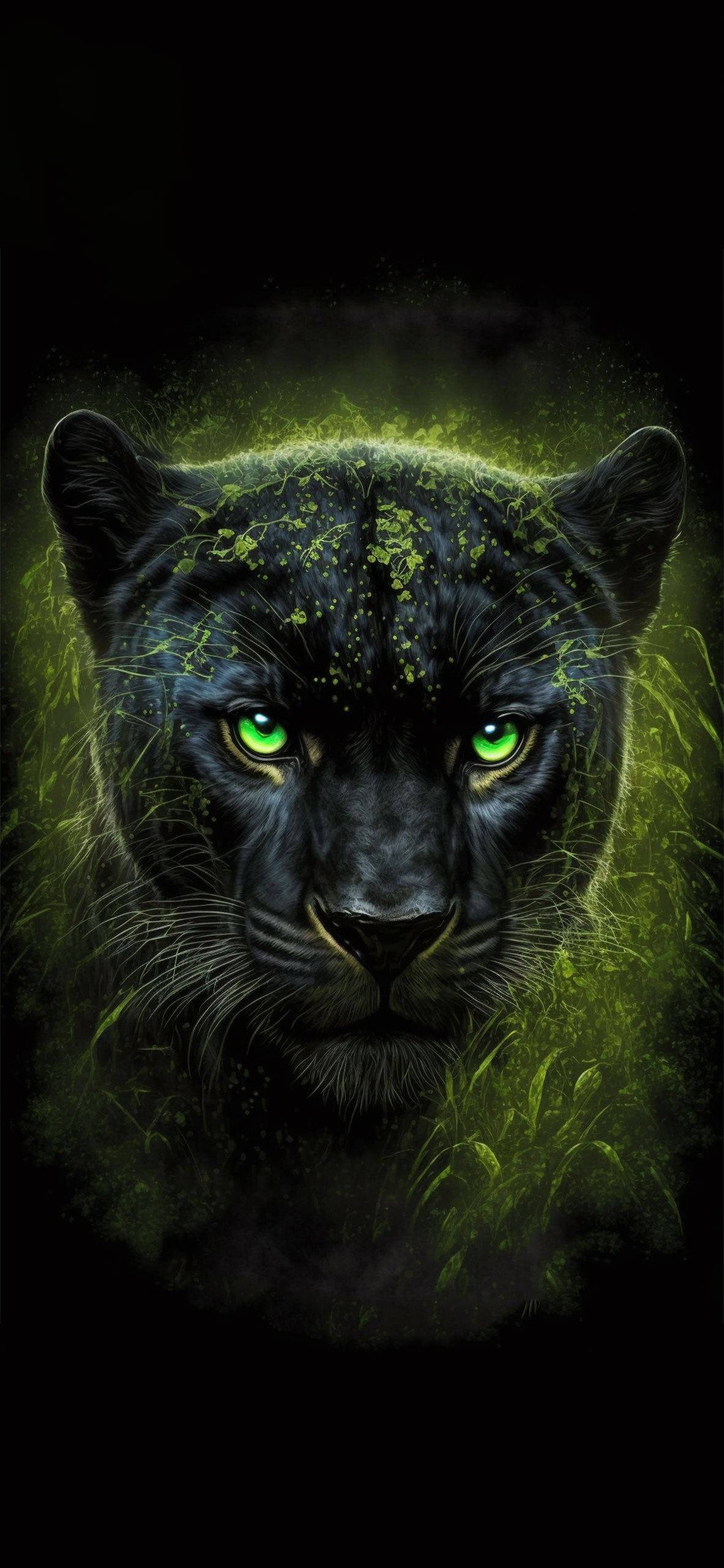 Panther Black & Green Art Wallpaper