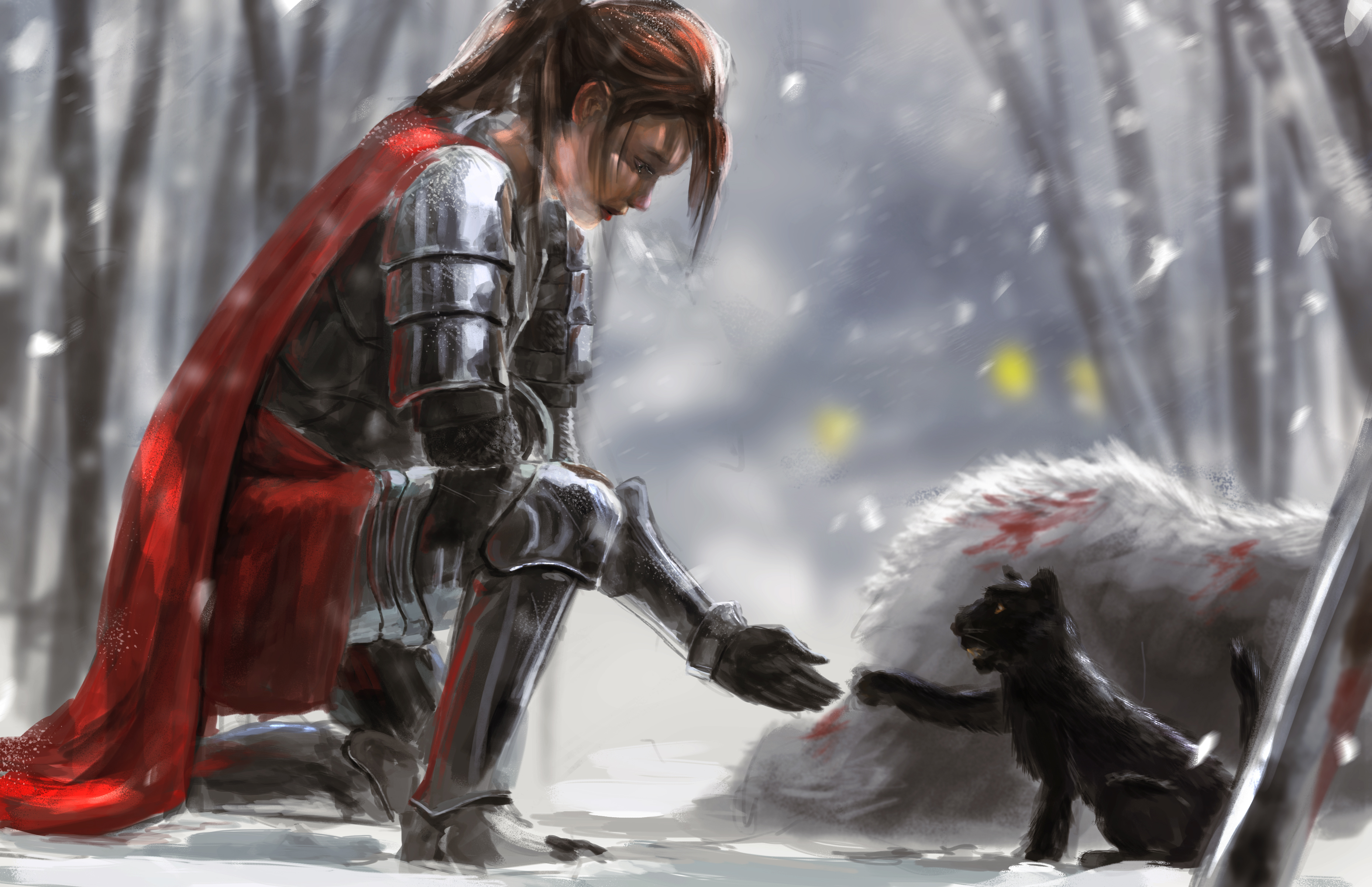 Cat Fantasy Knight HD Wallpaper