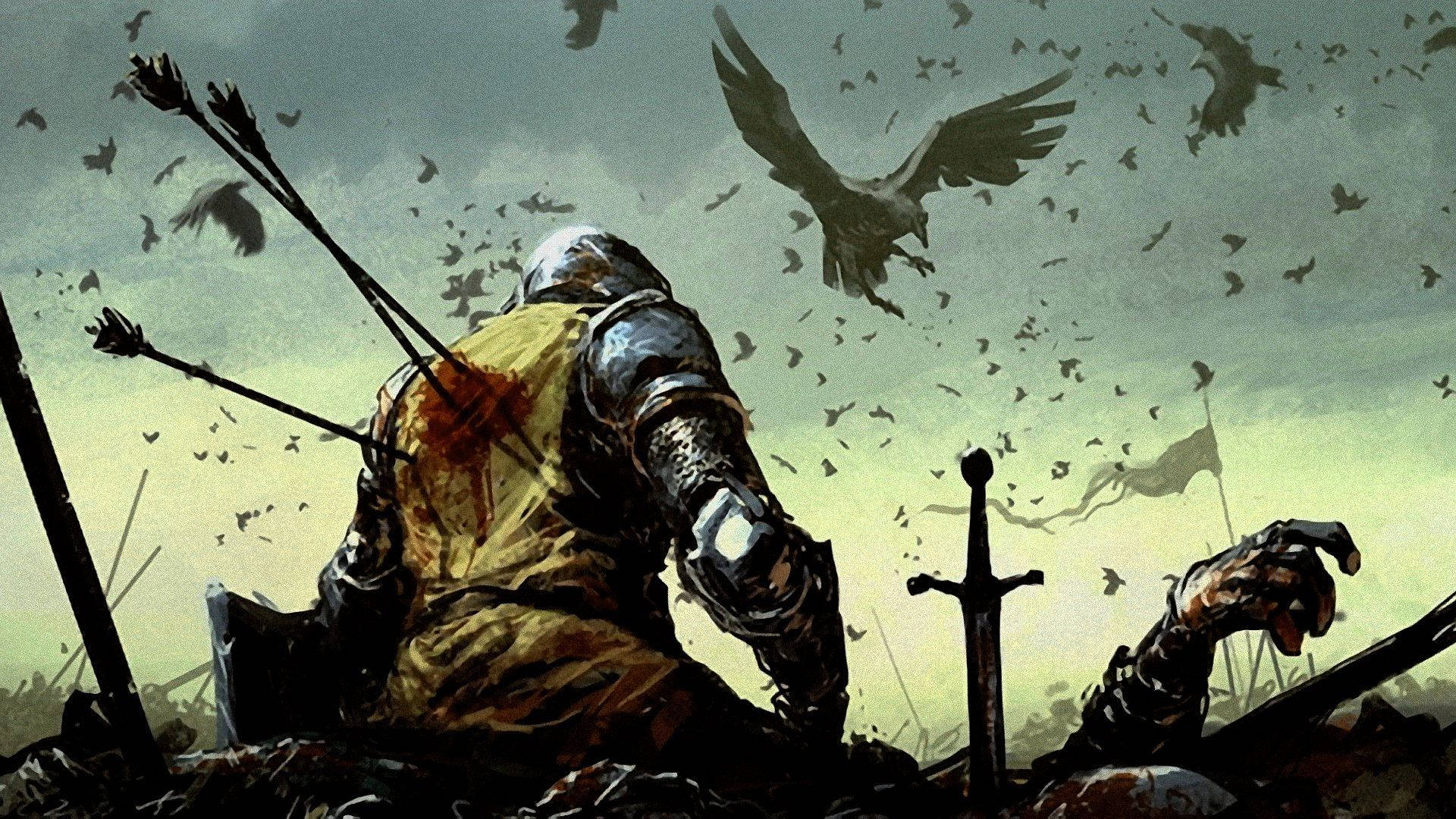 brave medieval knight in shining armor