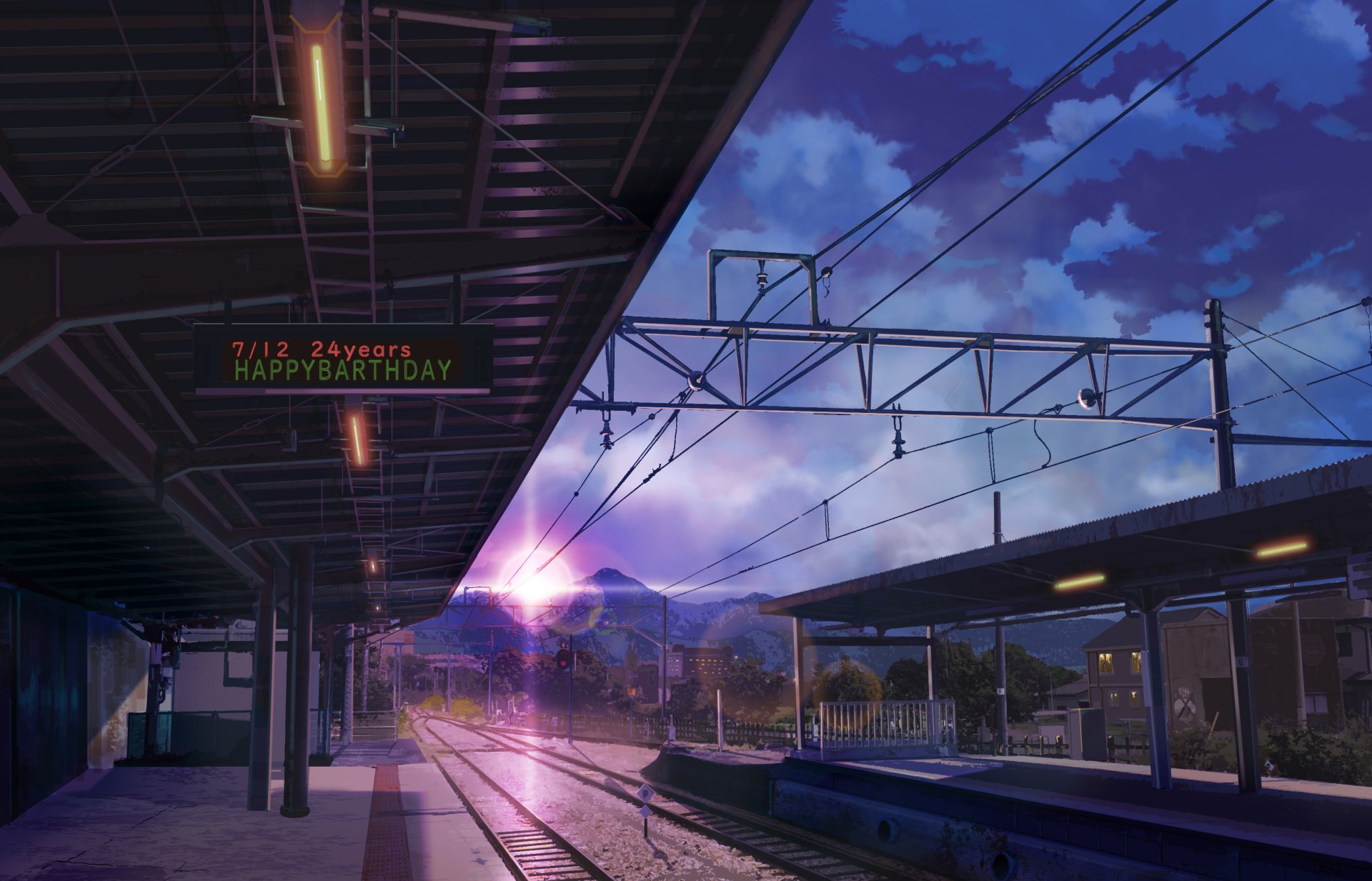 Download Anime Train Station Sunlight HD Wallpaper by スマッシャーT_T