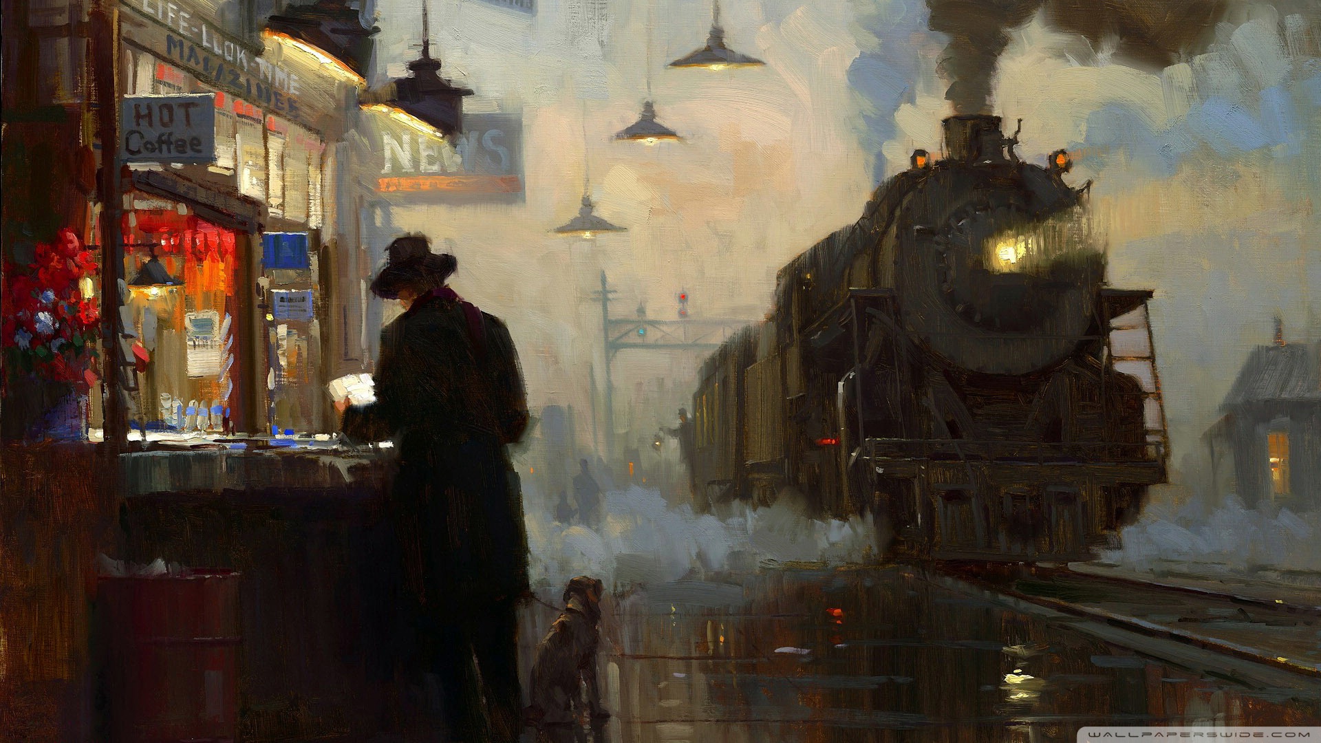 Train Station Painting Ultra HD Desktop