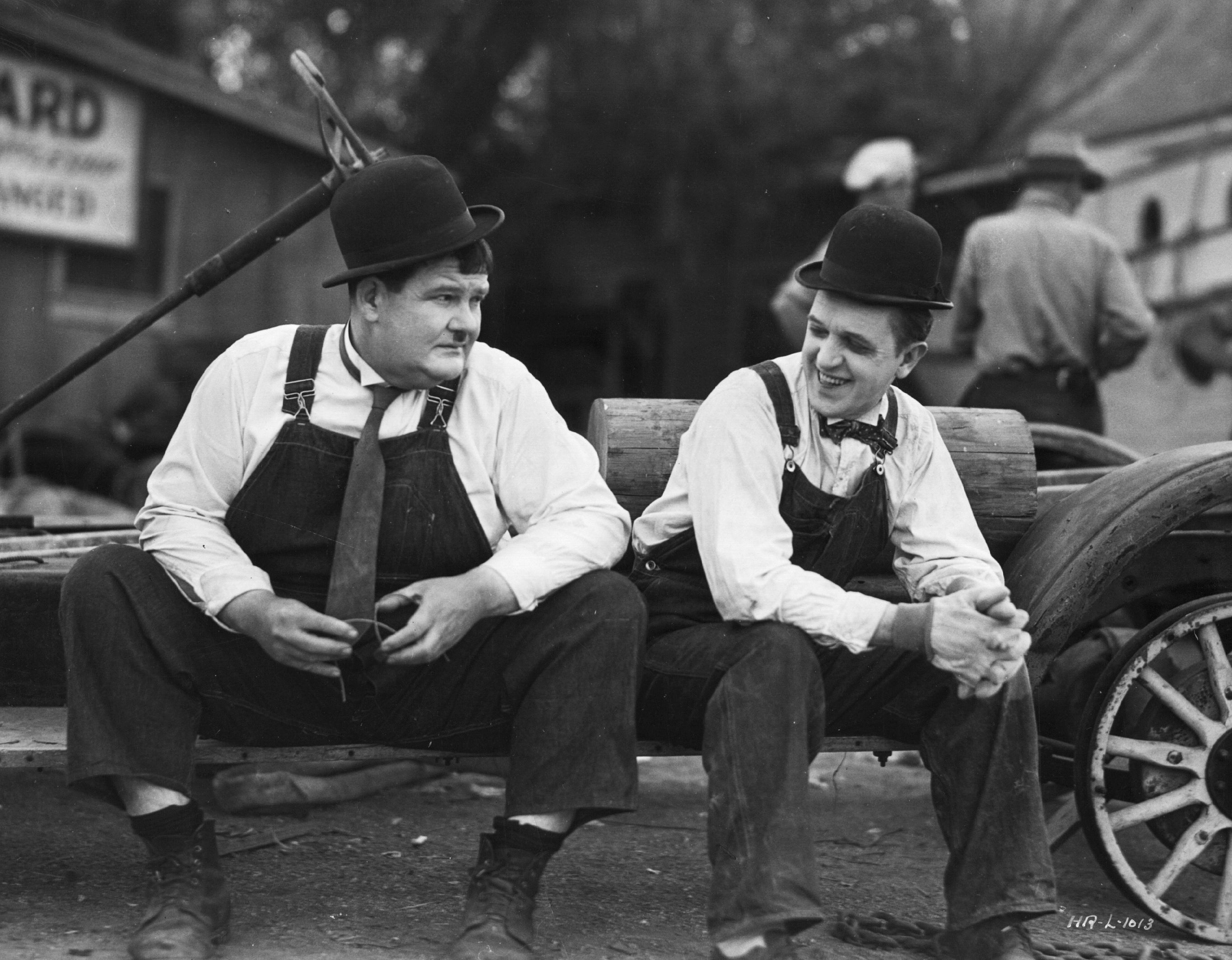Laurel and Hardy, monochrome, film stills