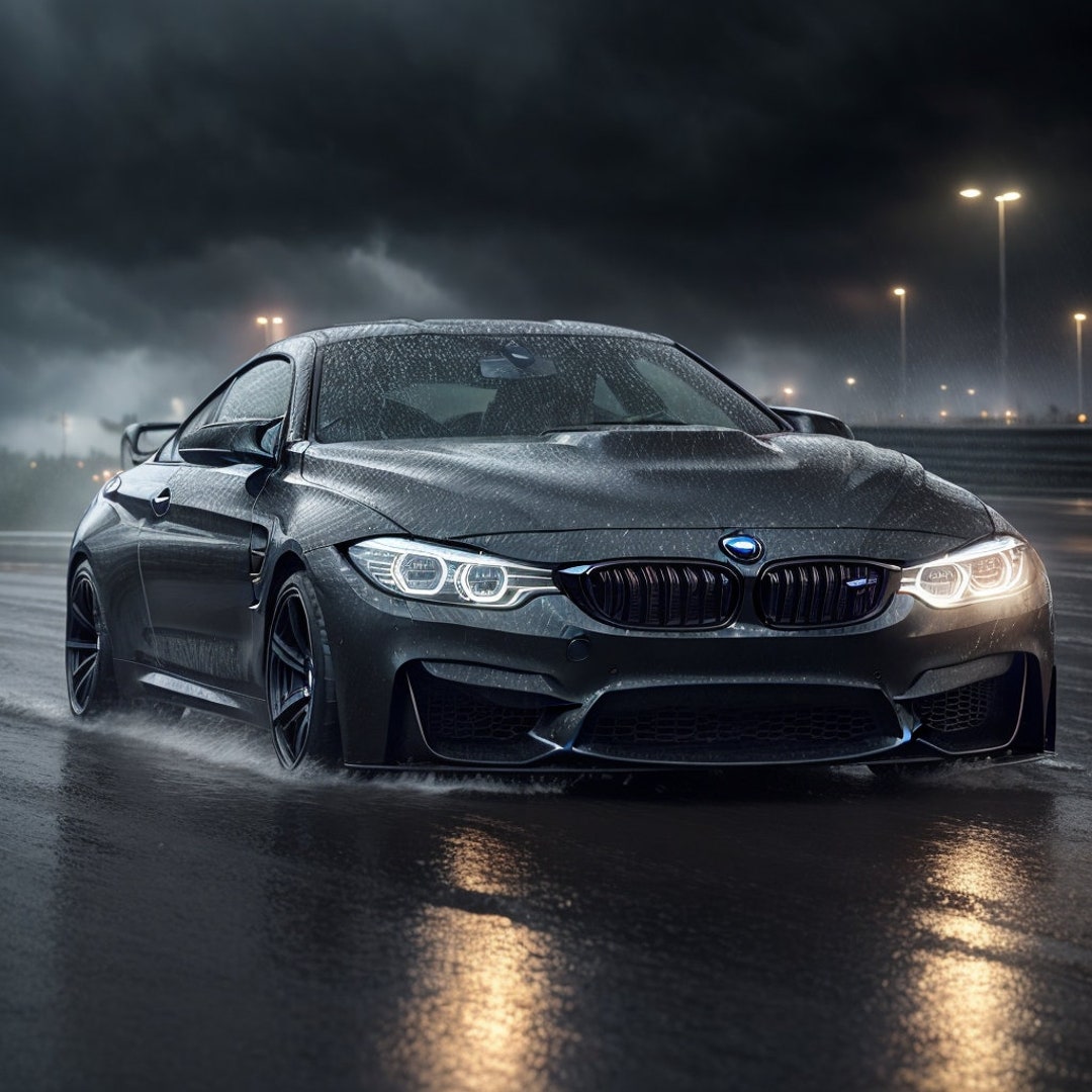 BMW M4 Black Car Print Realistic Sports