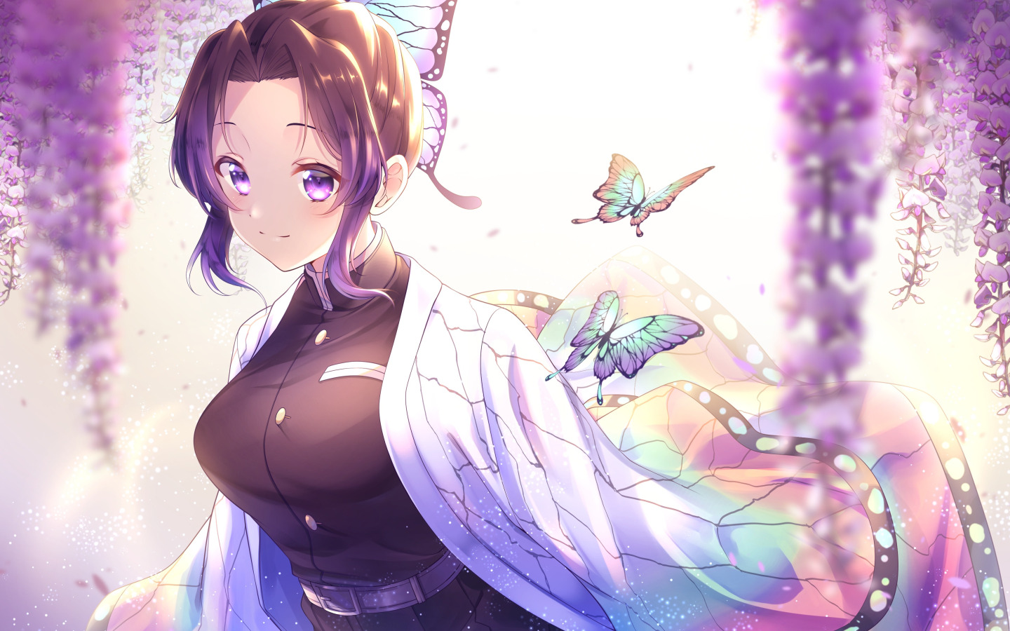 wallpaper girl, flowers, Wisteria