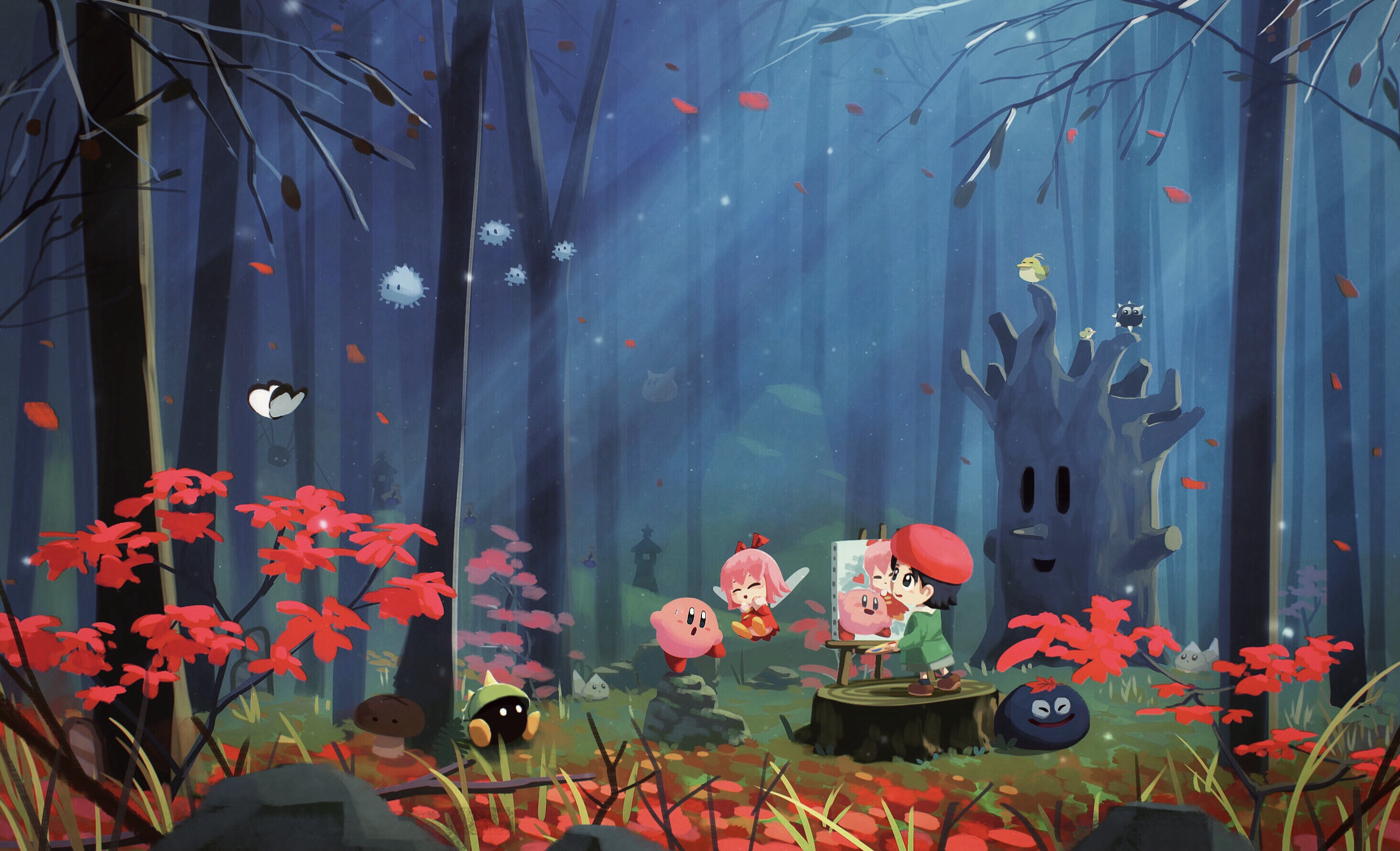 Kirby's Enchanted Forest Video Game Wallpaper Adventure by すびかか