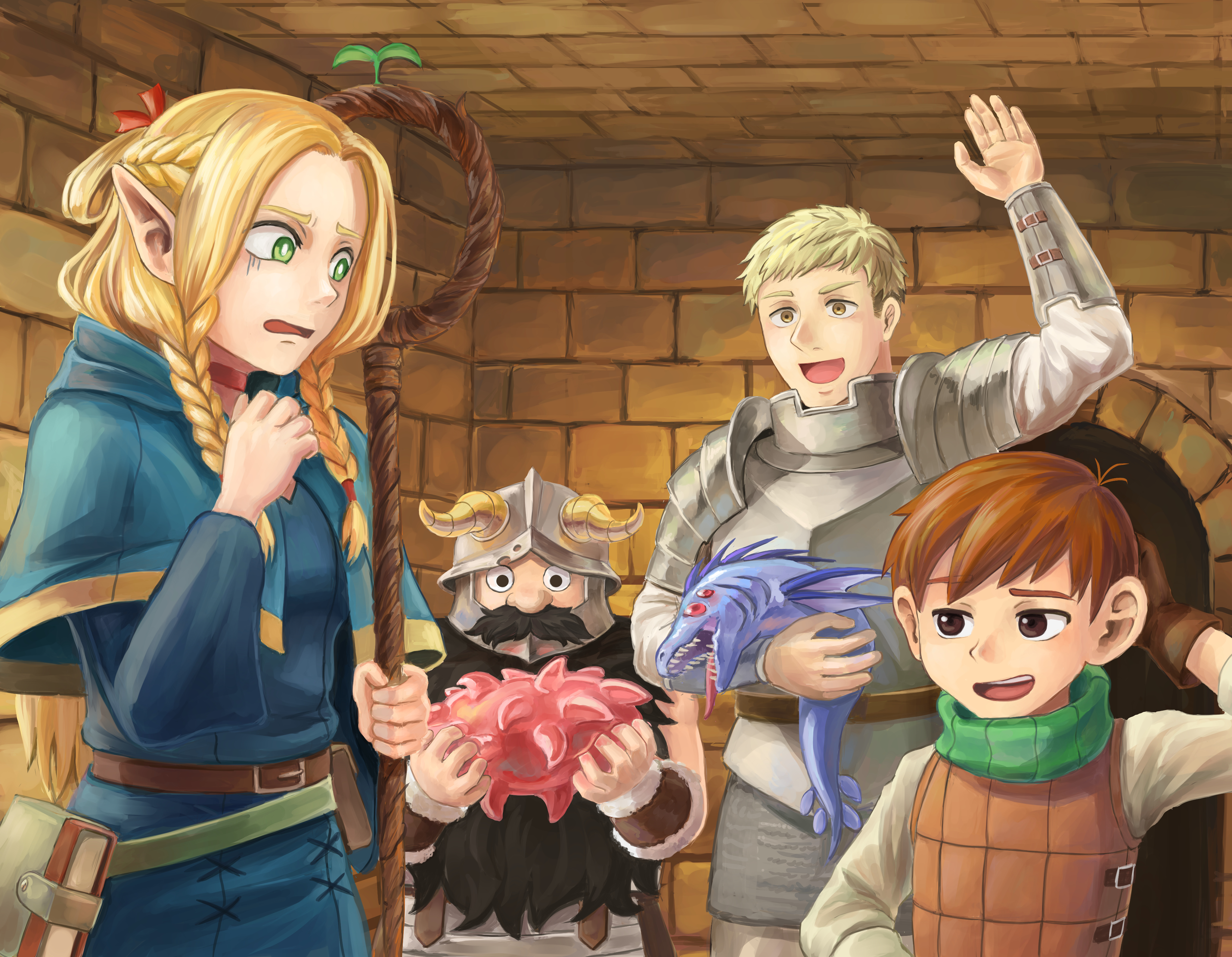 Download Anime Delicious In Dungeon Chilchuck Tims Marcille Donato Laios Touden 4k Ultra HD Wallpaper by リョキ