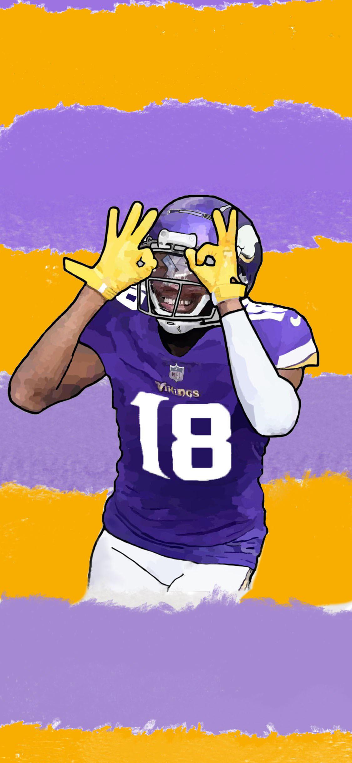 I turned my Justin Jefferson digital drawing into a wallpaper if anyone wants to use it