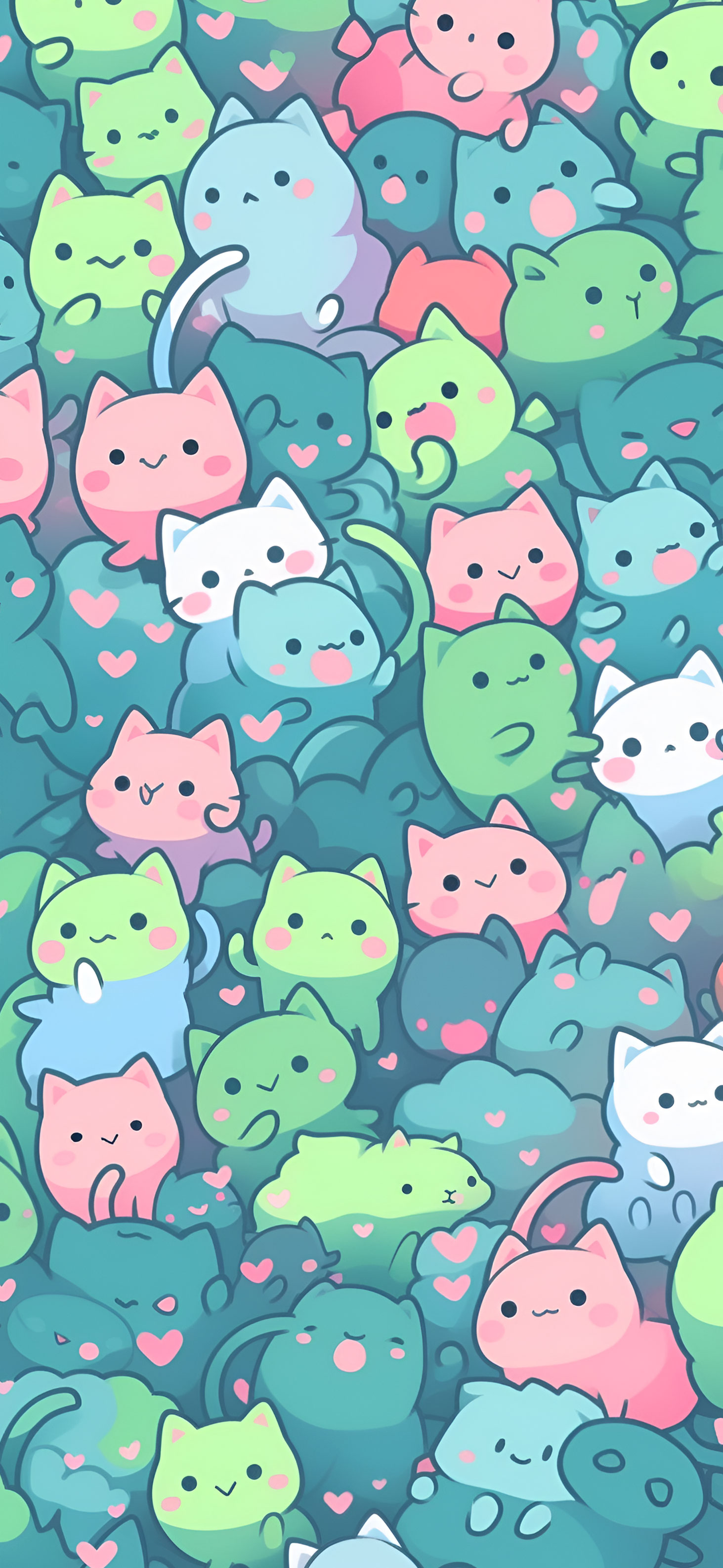 Cute Colorful Cats Pattern Wallpaper