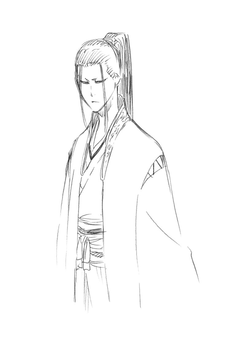 White Drawing Of A Kimono Wearing Character