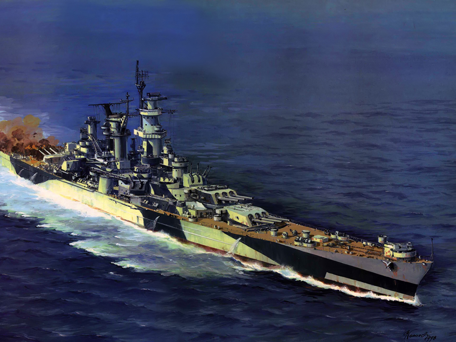 Uss Alaska ship Painting Art 1600x1200