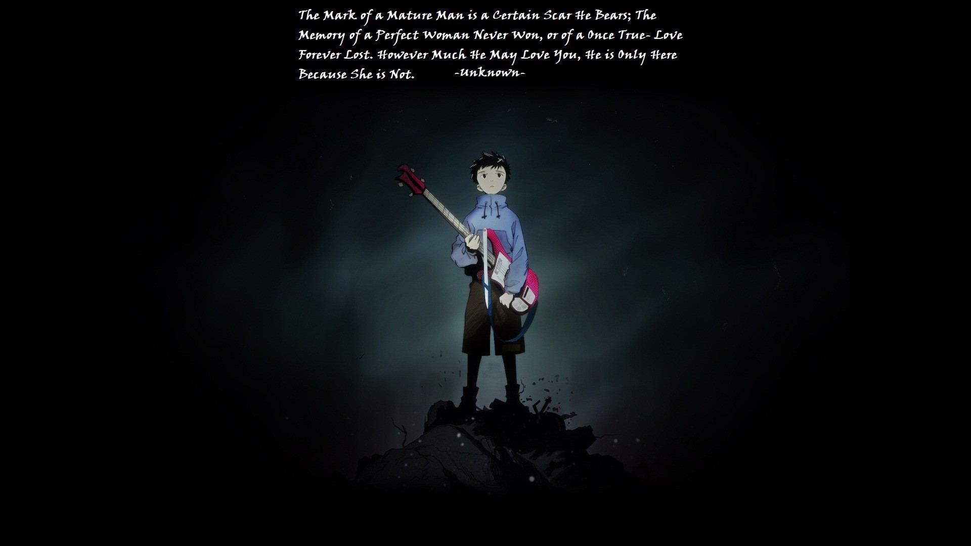 standing, FLCL, quote, anime, guitar