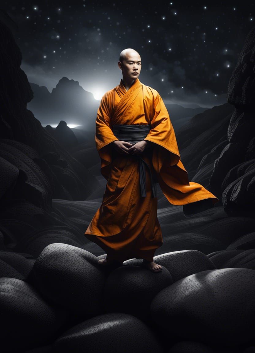 shaolin warrior monk buddhist wearing a