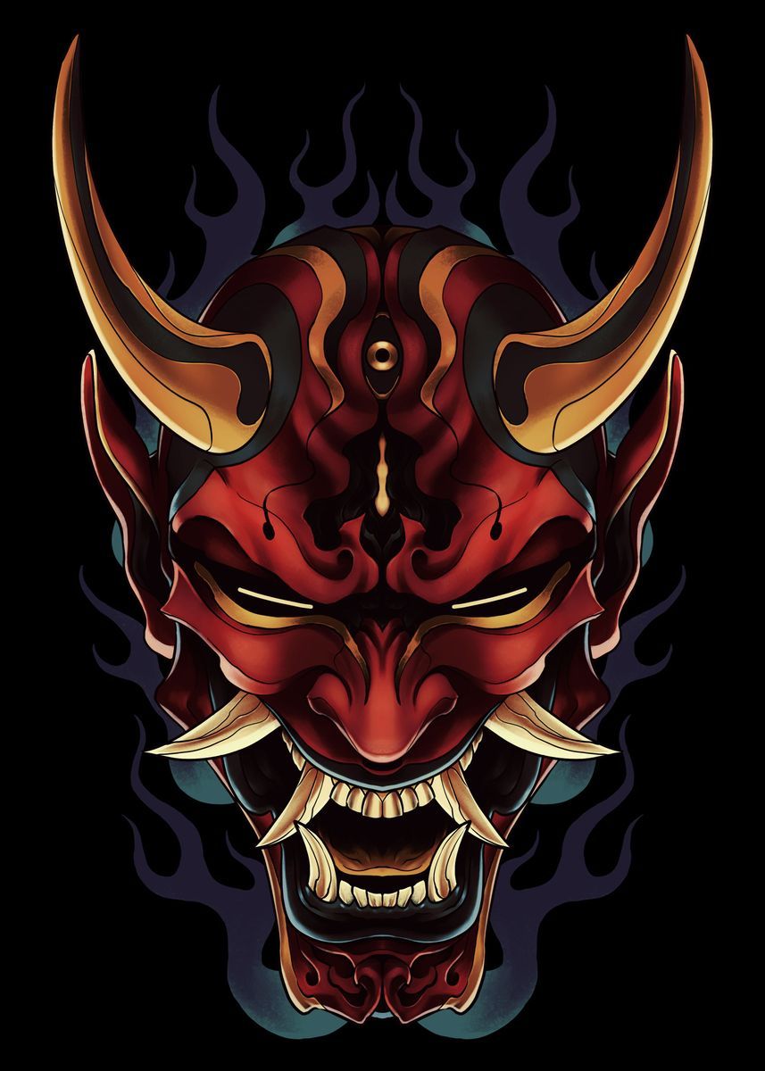 Red Oni Mask' Poster, picture, metal