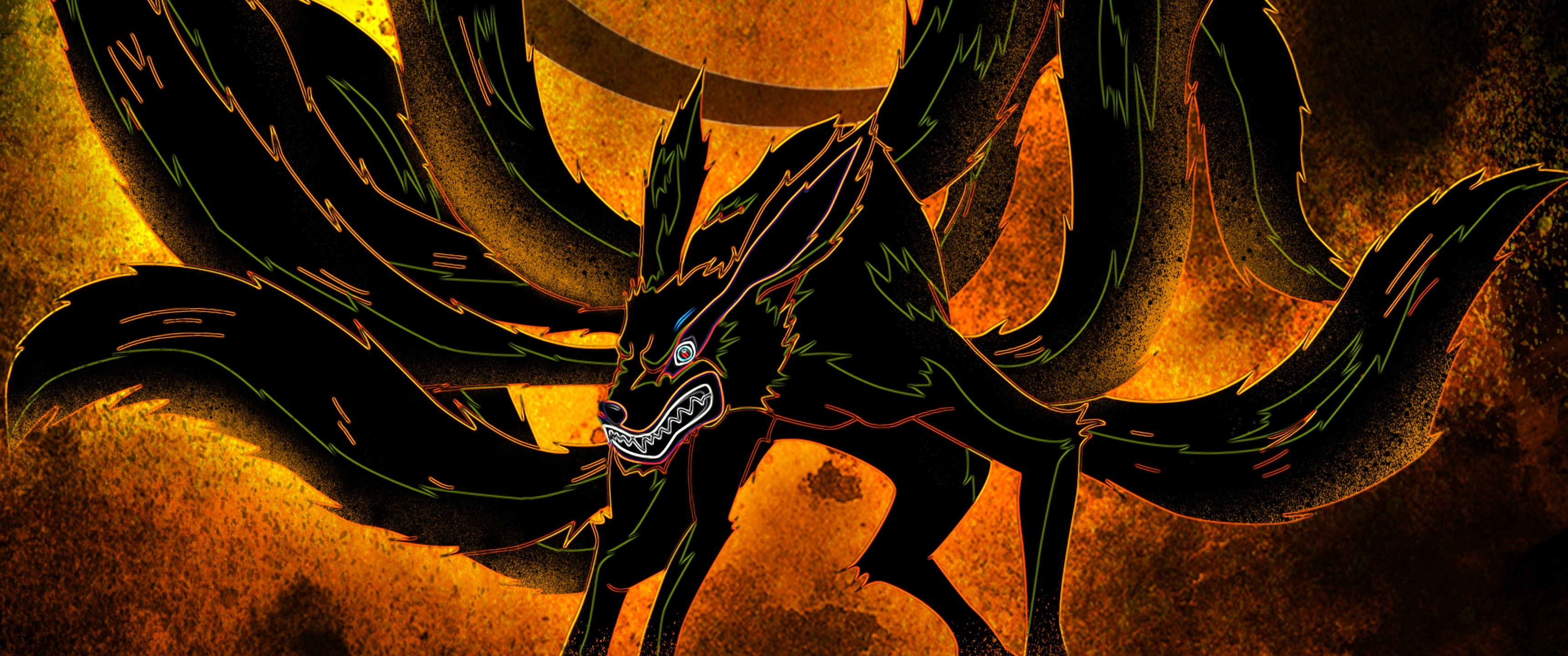 Nine tailed fox Wallpaper 4K, Naruto